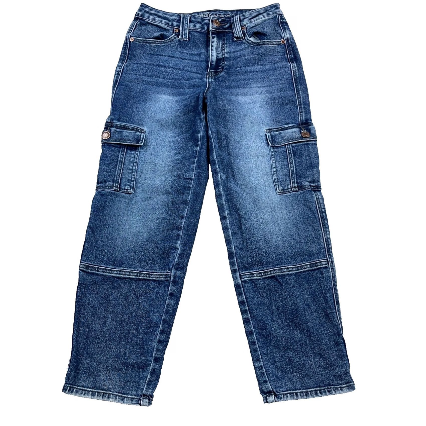 Vintage Maurices Jeans Women 4 Straight Leg High Rise Cargo Pockets Relaxed Fit Baggy Denim Blue 5-Pocket Design Regular Inseam 25.5 in Size 27" / US 4 / IT 40 - 2 Thumbnail