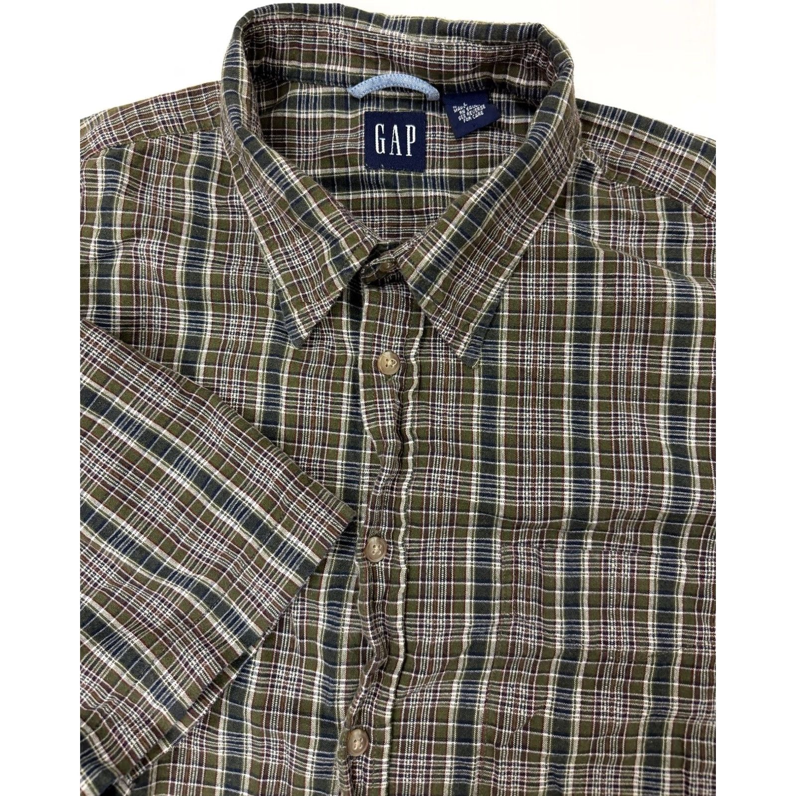Gap VINTAGE Gap Shirt Men Large L Olive Plaid Button Up Lightweight Cotton Outdoors Size US L / EU 52-54 / 3 - 2 Thumbnail