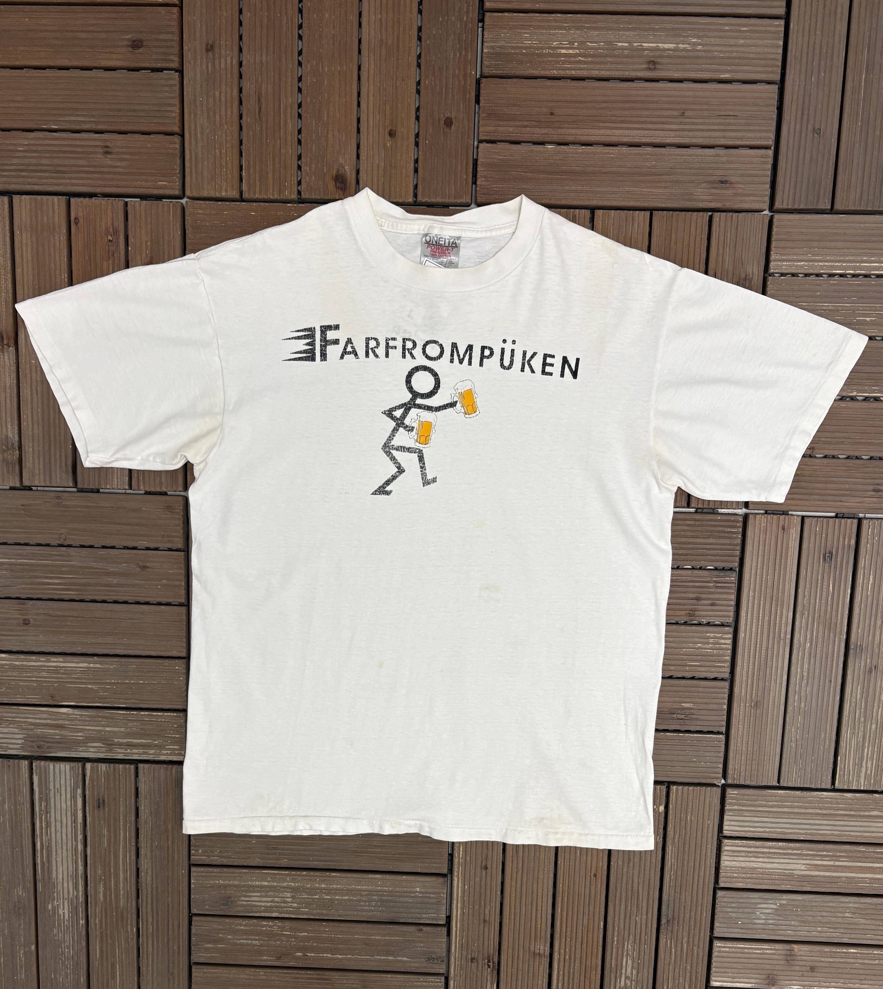 Vintage Farfrompüken Funny Alcohol Vintage White T-Shirt Tee Size US L / EU 52-54 / 3 - 1 Thumbnail