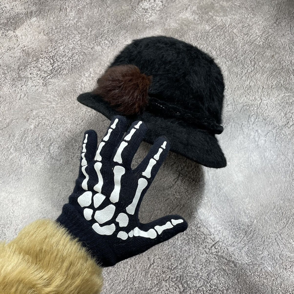 Vintage Vintage 90s Skeleton Hand Beanie Punk Grunge Alt Faded OS Size ONE SIZE - 1 Thumbnail