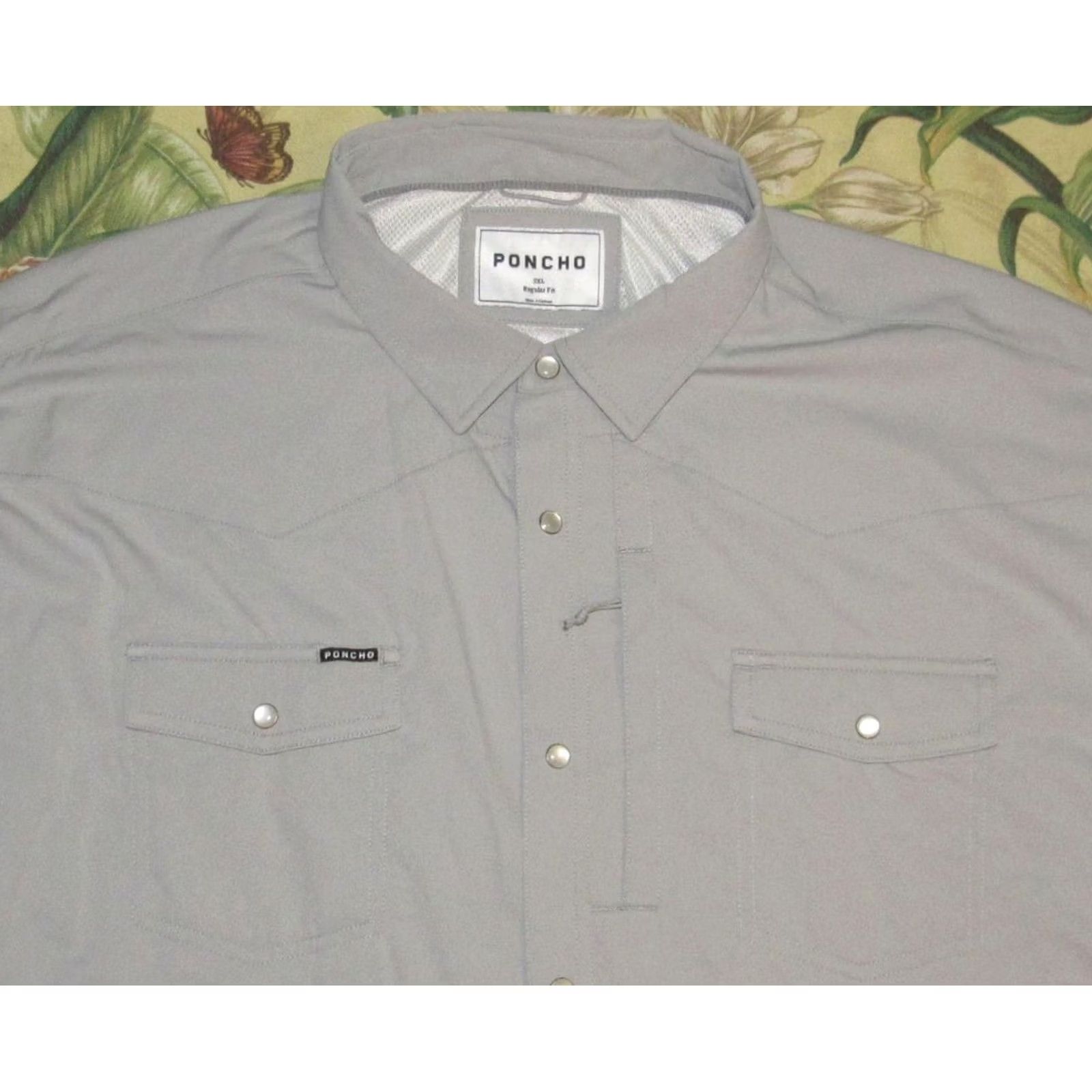 Vintage Poncho Grey Long Sleeve Pearl Snap Shirt 3XL Mens Shirt Grey Pearl Snap 3XL Size US XXL / EU 58 / 5 - 2 Thumbnail