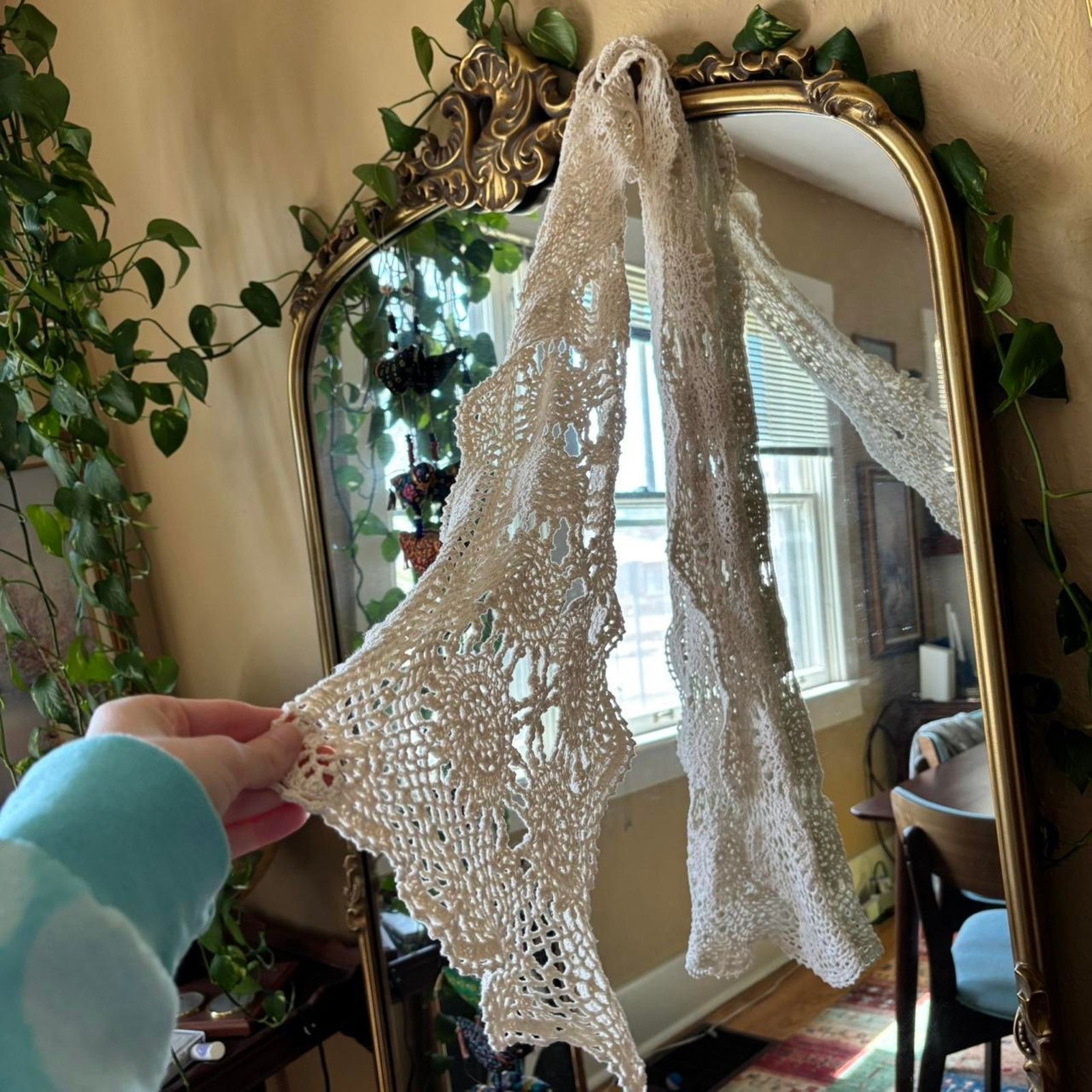 Other Vintage Doily Crochet Scarf Cottagecore Dainty Feminine Size ONE SIZE - 3 Thumbnail