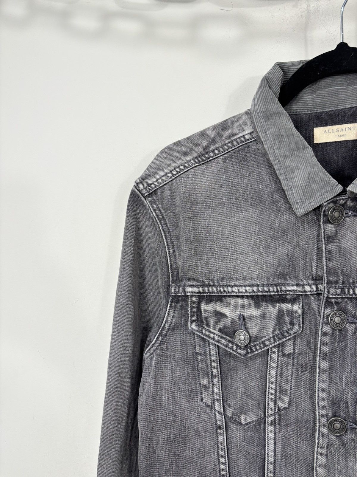 Allsaints AllSaints Men’s Grafton Washed Grey Denim Jacket Size US L / EU 52-54 / 3 - 3 Thumbnail