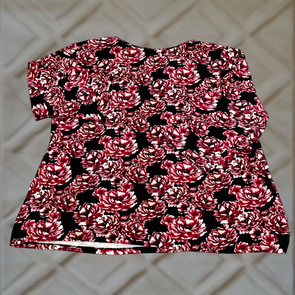 Charter Club Charter Club Blouse Womens 3X Red Floral Long Sleeve Knit Cotton Top Size XXL / US 16-18 / IT 52-54 - 1 Thumbnail