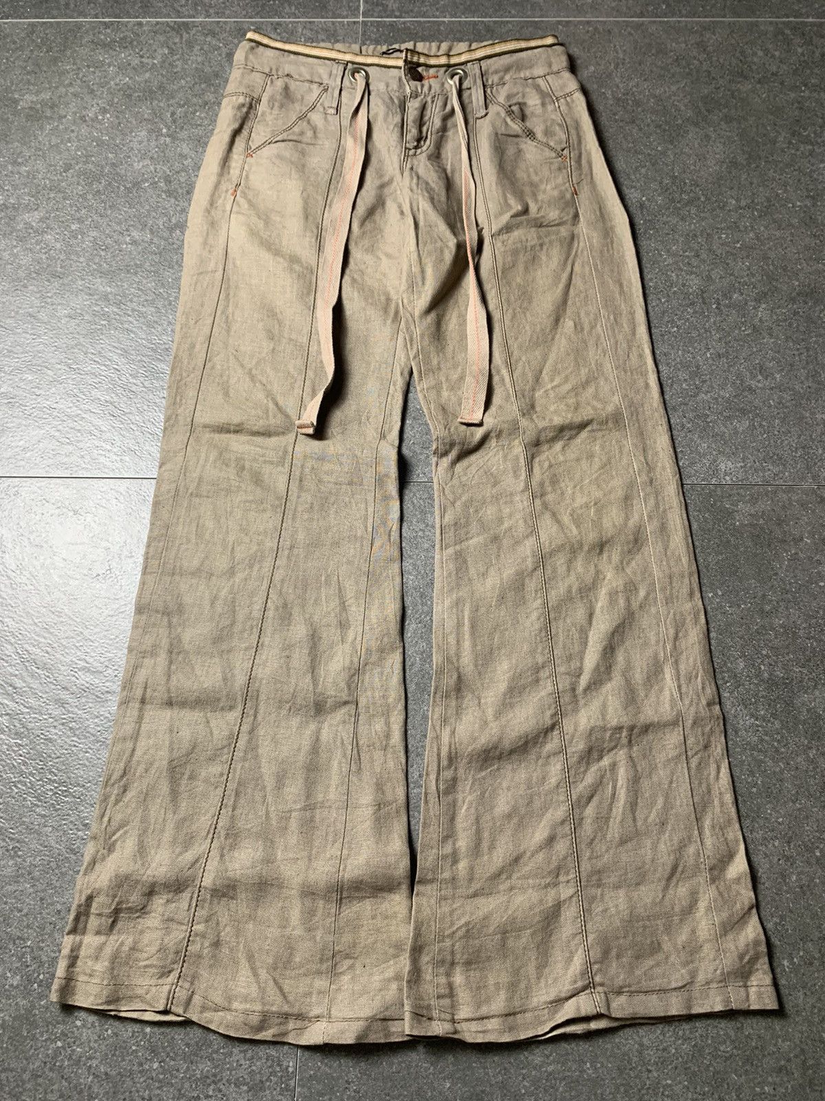 If Six Was Nine 2000s Et Boite Japan Linen Flared Pants Like GOA Size US 27 - 2 Thumbnail