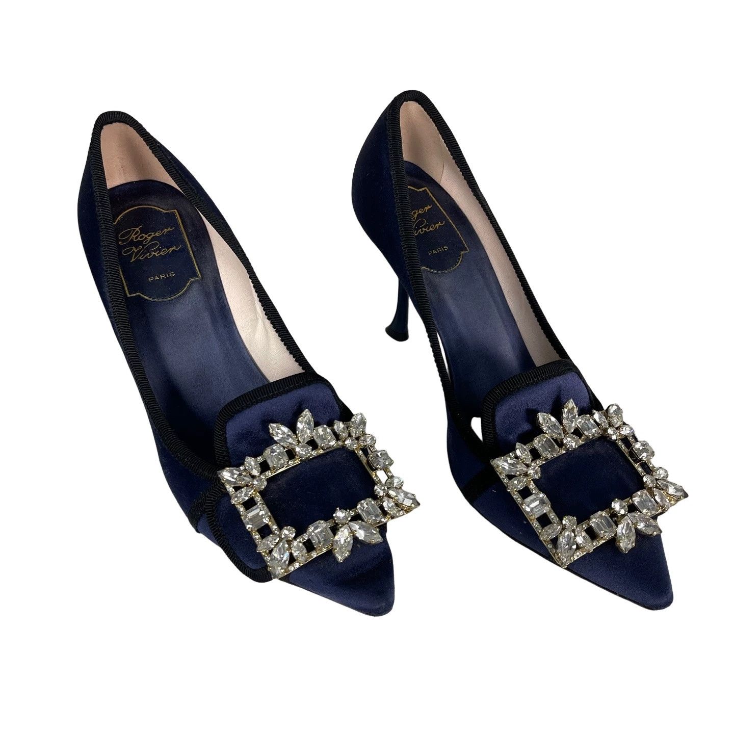 Roger Vivier Roger Vivier Crystal Buckle Satin Heels Size 36.5 Size US 6.5 / IT 36.5 - 1 Thumbnail