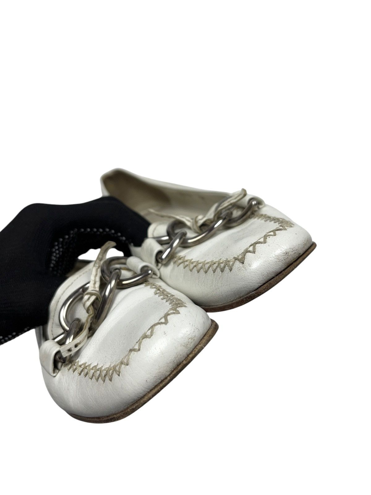 Prada × Vintage Vintage Prada Leather Loafers with Metal Chain Size US 7 / IT 37 - 10 Thumbnail