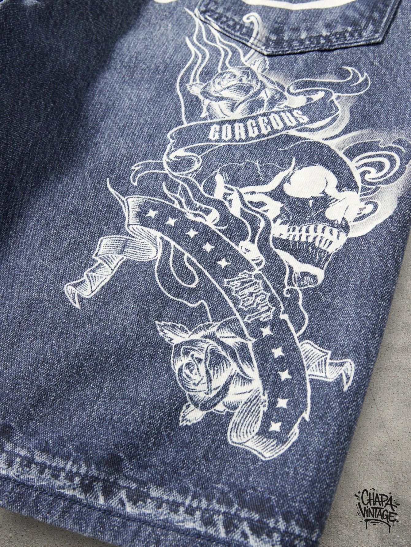 Vintage Washed skull denim shorts Size US 32 / EU 48 - 3 Thumbnail
