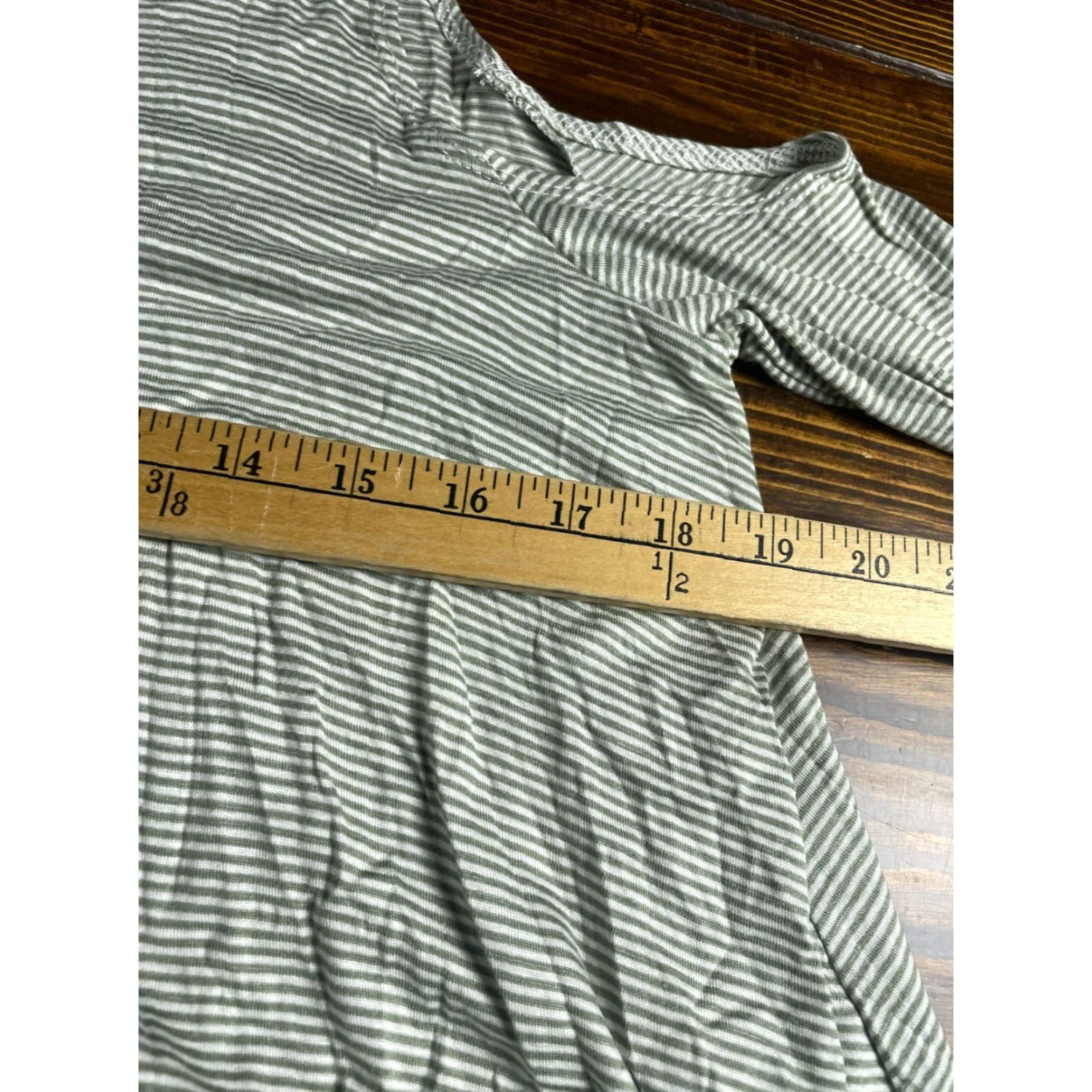Vintage rags&coutures Shirt Women Small Green White Striped Cold Shoulder Regular Size S / US 4 / IT 40 - 4 Thumbnail