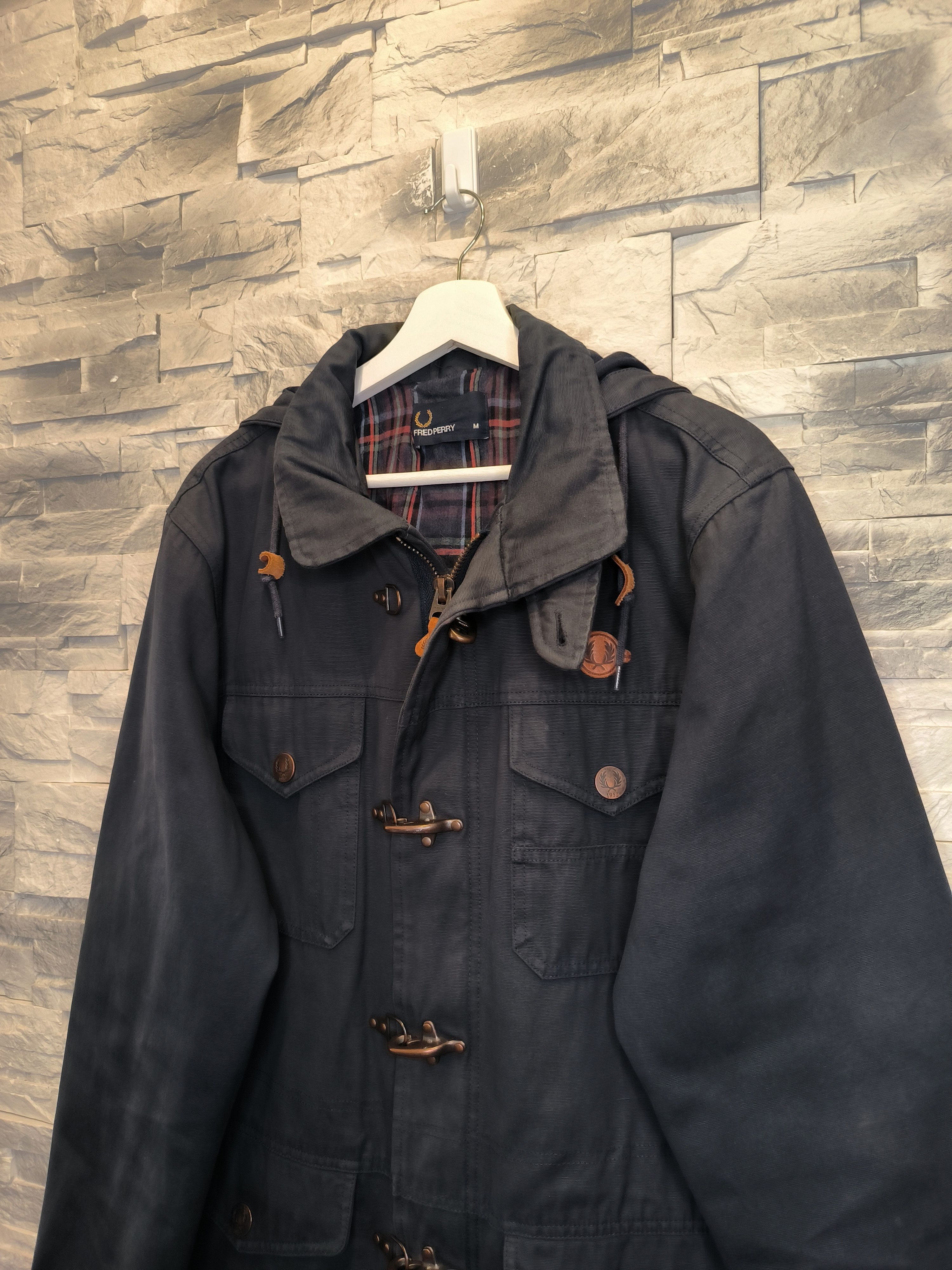 Fred Perry Duffle Coat Jacket Vintage Logo