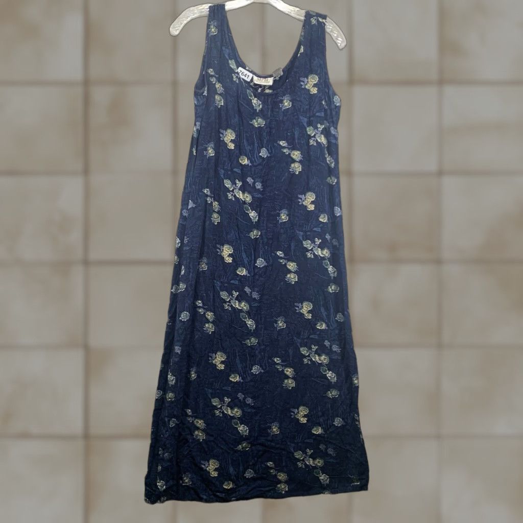 Vintage VINTAGE MPH Floral Midi Dress Women’s Small Light Navy Blue Sleeveless Strappy Beach Bohemian 80s 90s Size S / US 4 / IT 40 - 1 Thumbnail