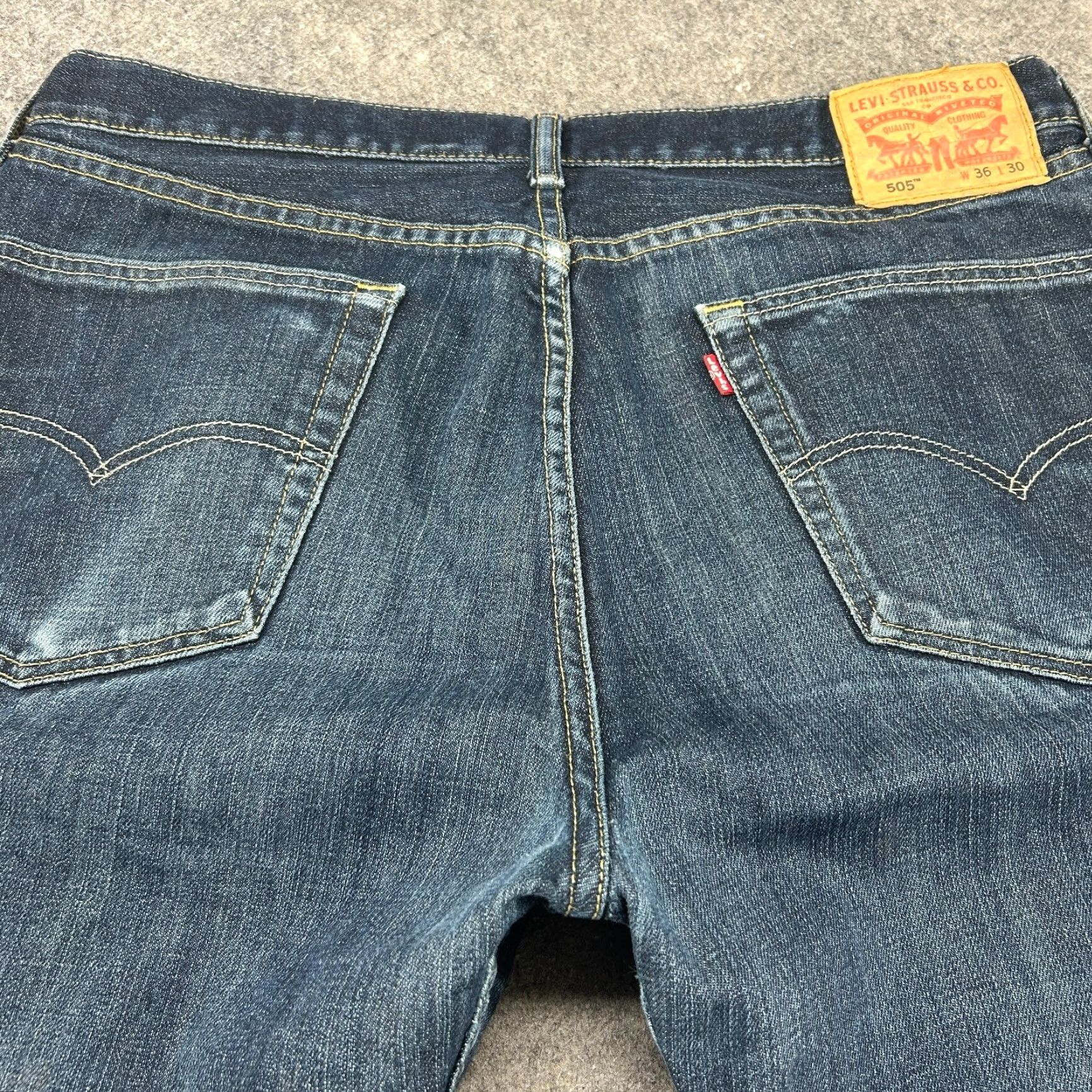 Levi's Levi's 505 Jeans Men's 36x30 Blue Dark Wash Regular Fit Straight Leg Cotton Denim Belt Loops 100% Cotton Relaxed Vintage: No Size US 36 / EU 52 - 7 Thumbnail