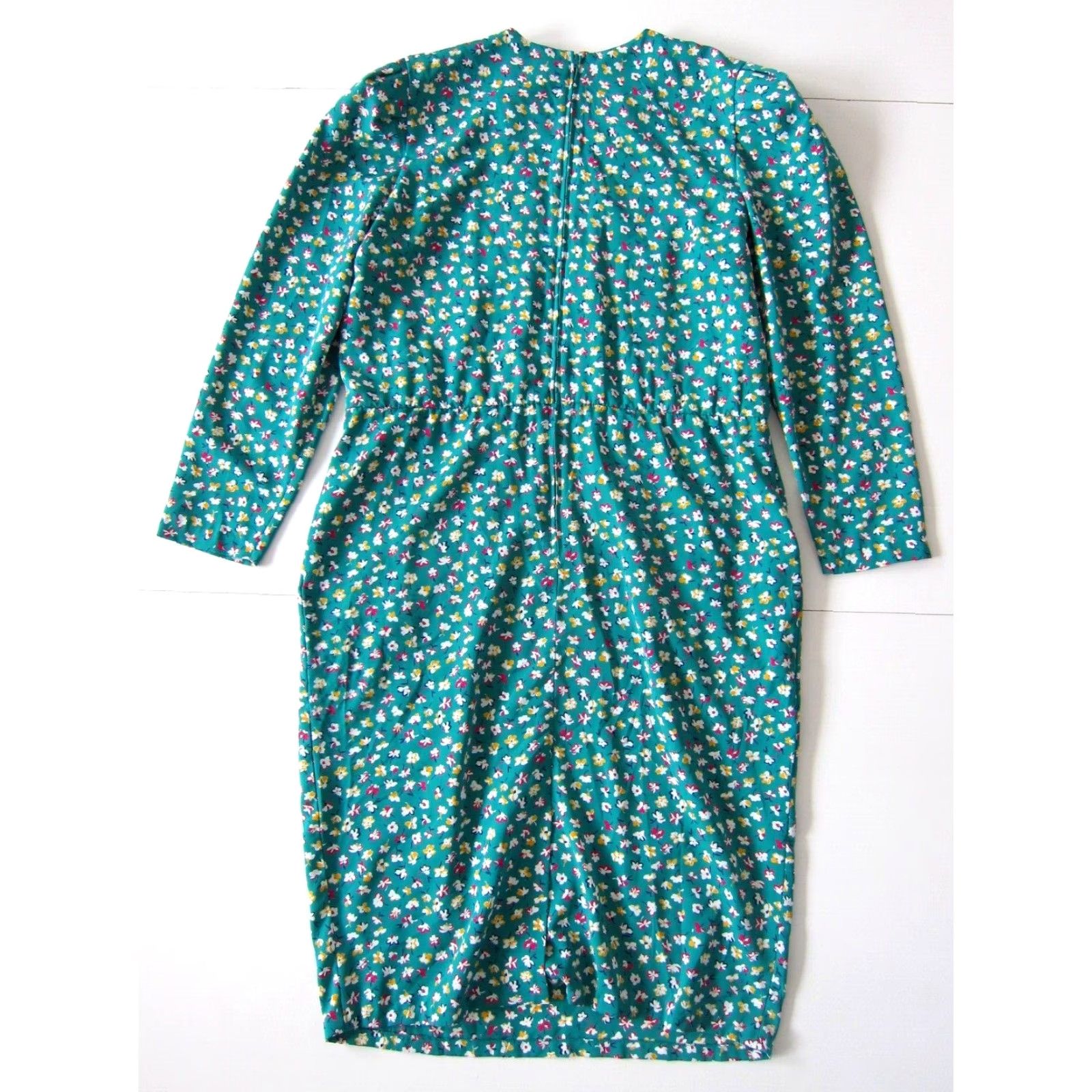 Vintage VINTAGE MS Chaus Dress Green Pink Floral Pocket Empire Waist Long Sleeve 12 Size XL / US 12-14 / IT 48-50 - 2 Thumbnail
