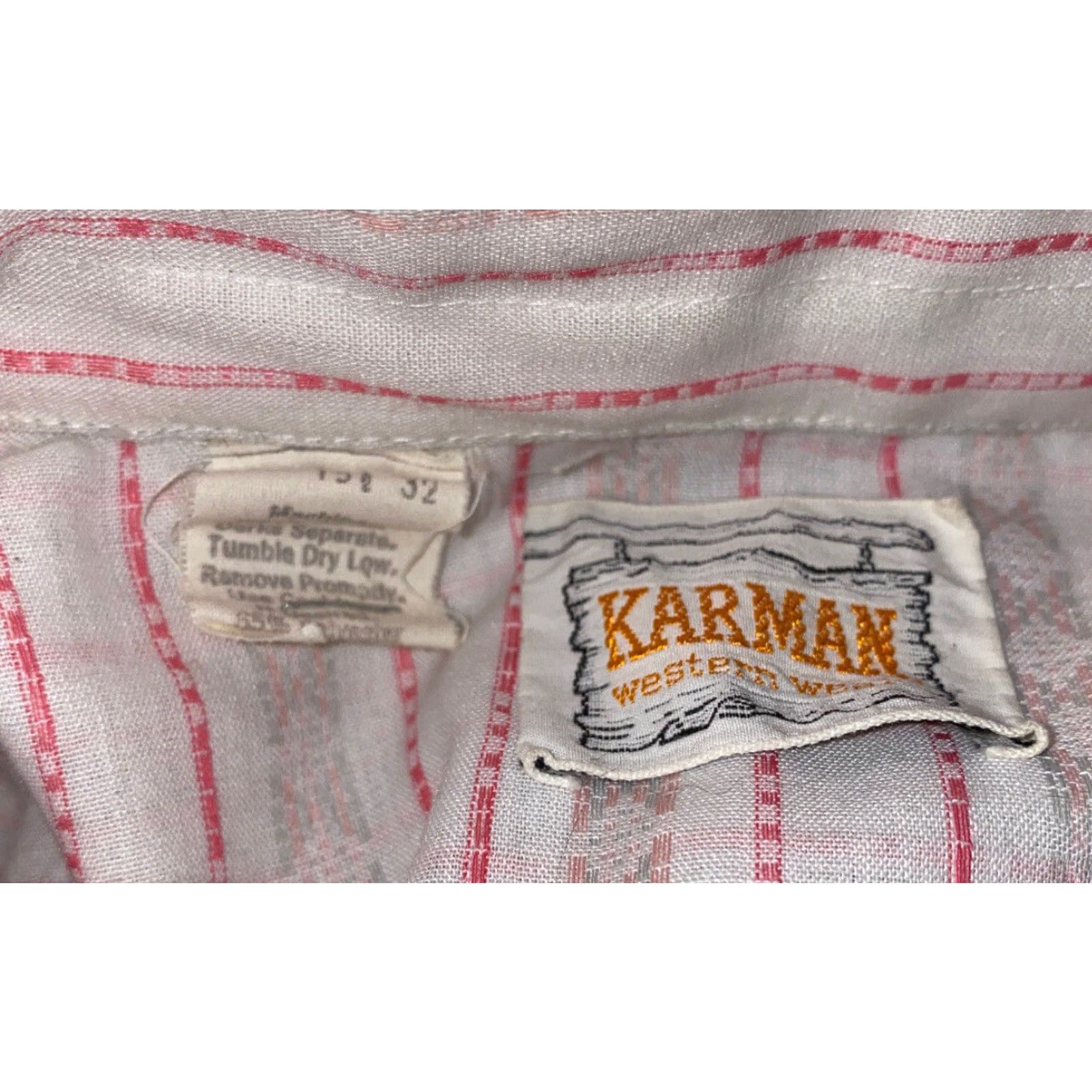 Armani VINTAGE Karman Shirt Mens 15 1/2 White Pink Striped Snap Button Long Sleeve Casual Shirt Mens Size US M / EU 48-50 / 2 - 7 Thumbnail