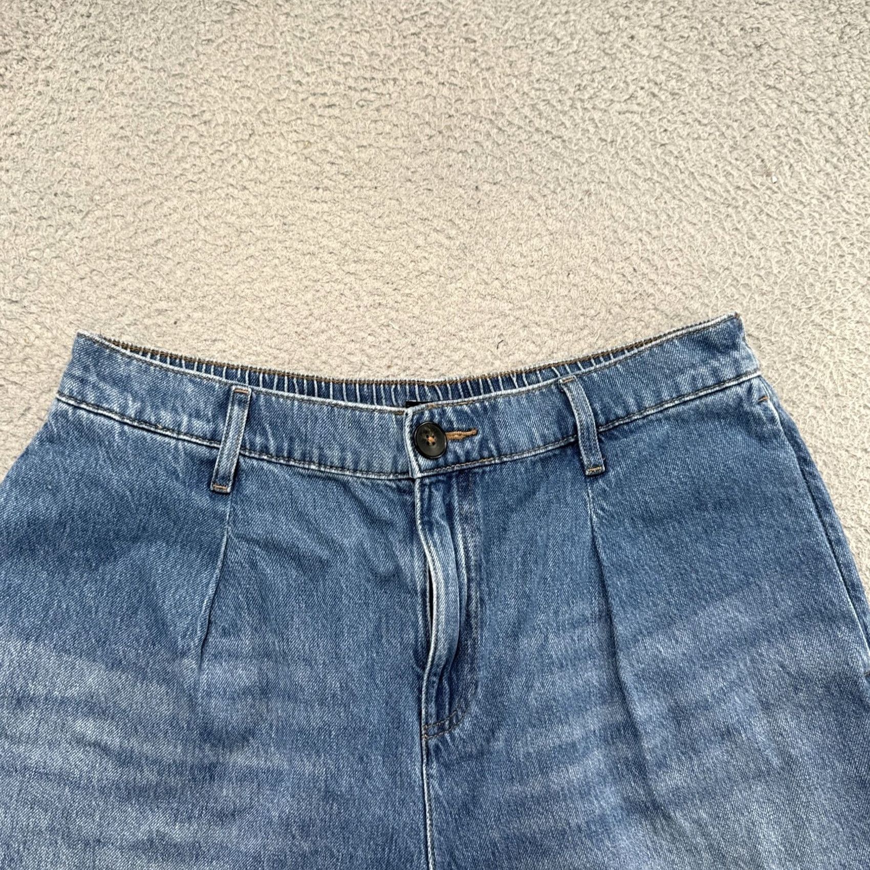 Express Express Super High Rise Elastic Waist Denim Shorts Women L Blue Mom Style Womens Size 36" / US 14 / IT 50 - 2 Thumbnail