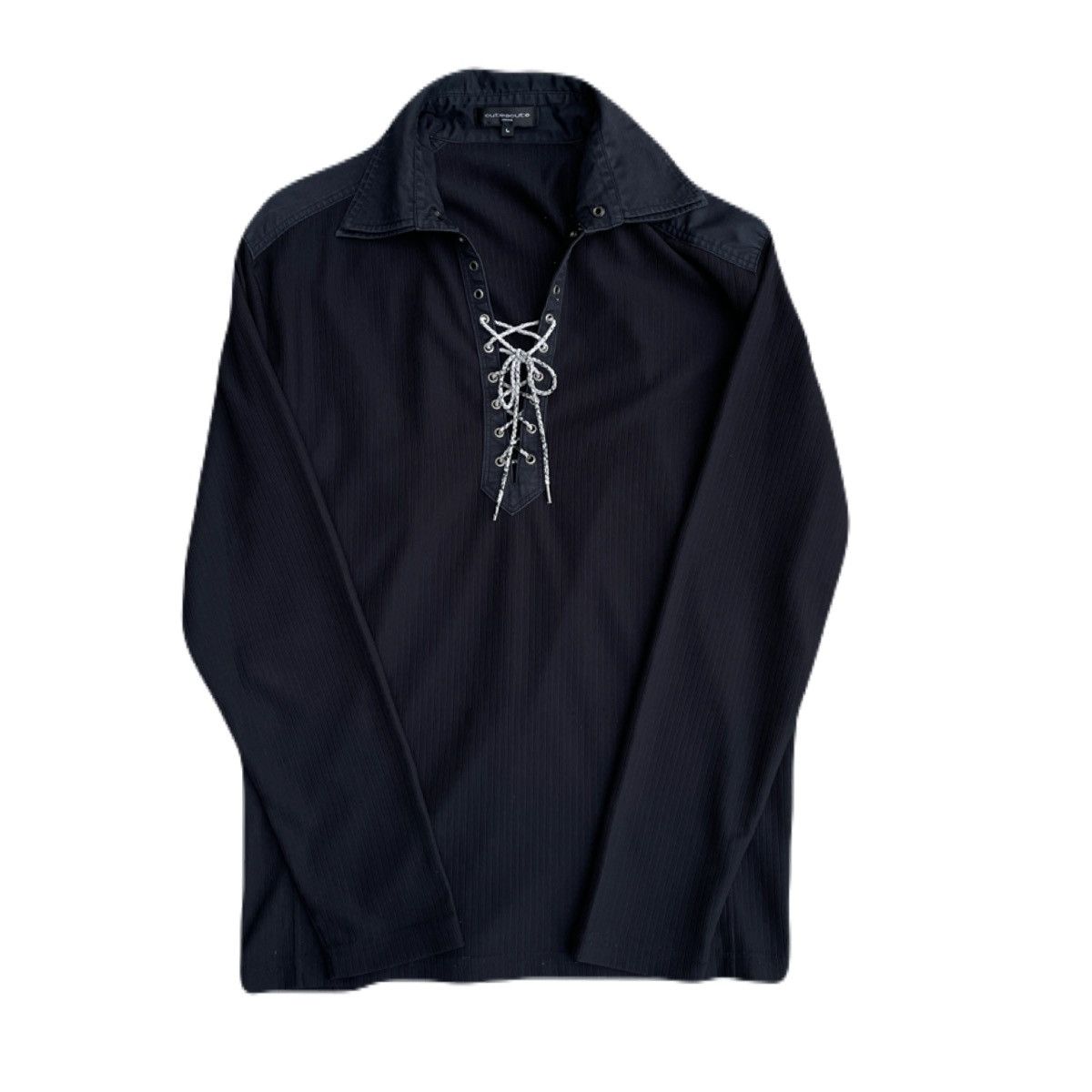 If Six Was Nine 2000s Japanese archive Lace-Up Layered Collar Shirts Vkei Size US M / EU 48-50 / 2 - 2 Thumbnail