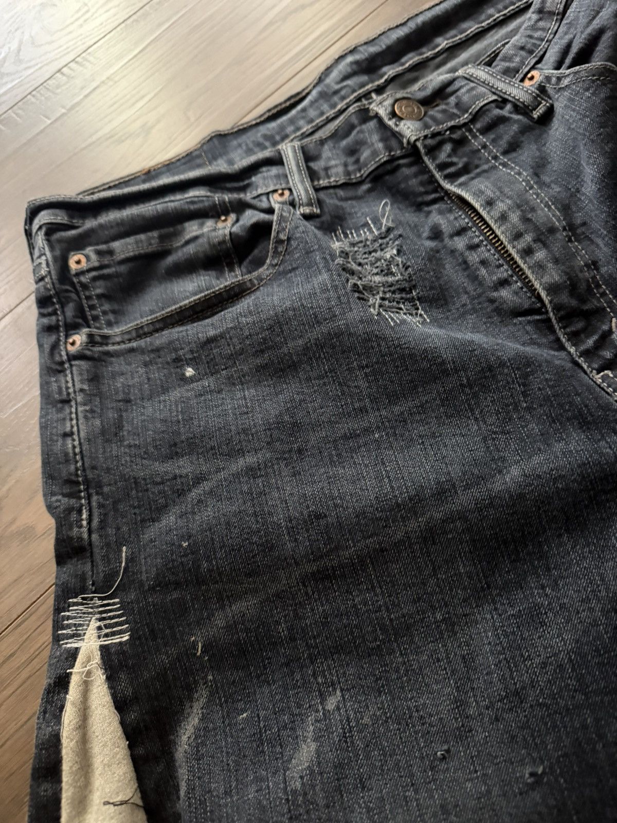 Ends Repair Sample Ends Repair Navy Blue Distressed Flared Denim Pants Size US 34 / EU 50 - 7 Thumbnail