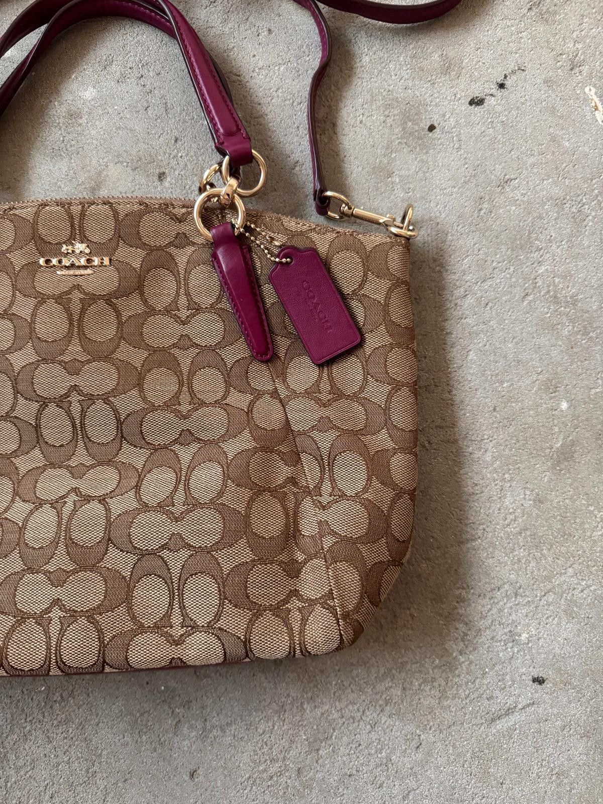 Coach Coach Signature Kelsey Hand Bag Beige/Purple Size ONE SIZE - 3 Thumbnail