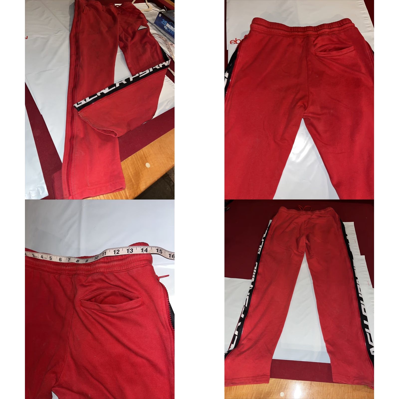 Black Pyramid VINTAGE Black Pyramid RED Baggy Sweatpants Black Side Spellout ZIP SIDES Mens Medium Y2K Size US 31 - 10 Thumbnail