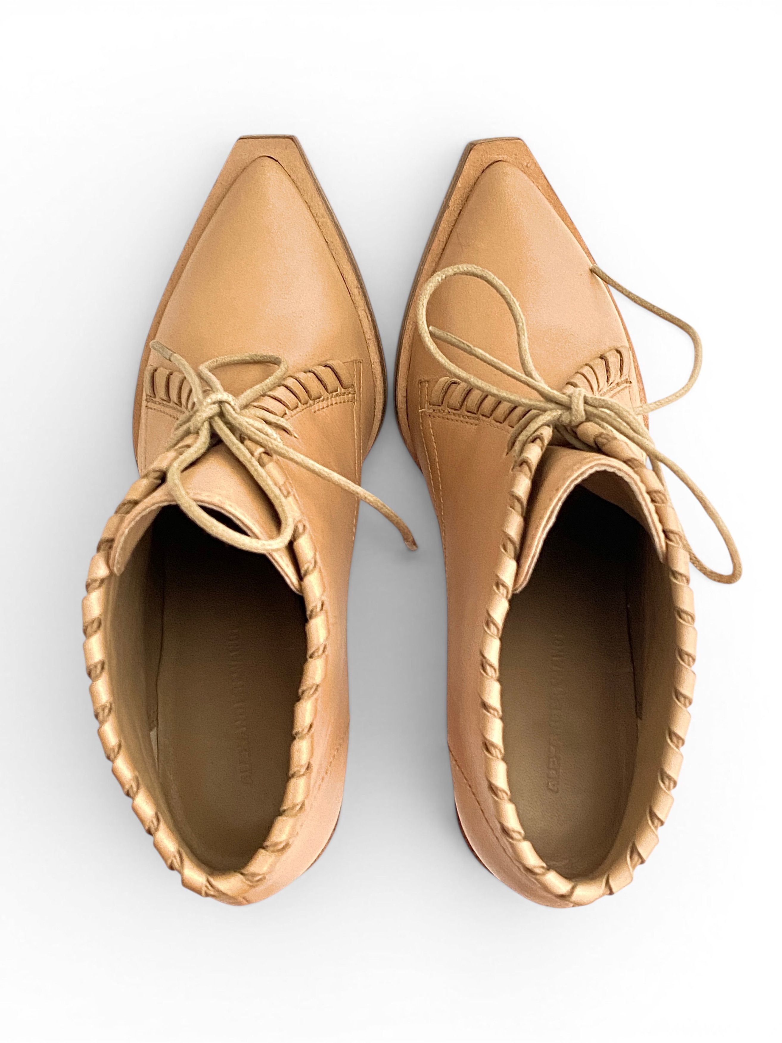 Alexander Wang Alexander Wang Sofi Beige Leather Lace-Up Heel Ankle Boots Size US 5 / IT 35 - 9 Thumbnail