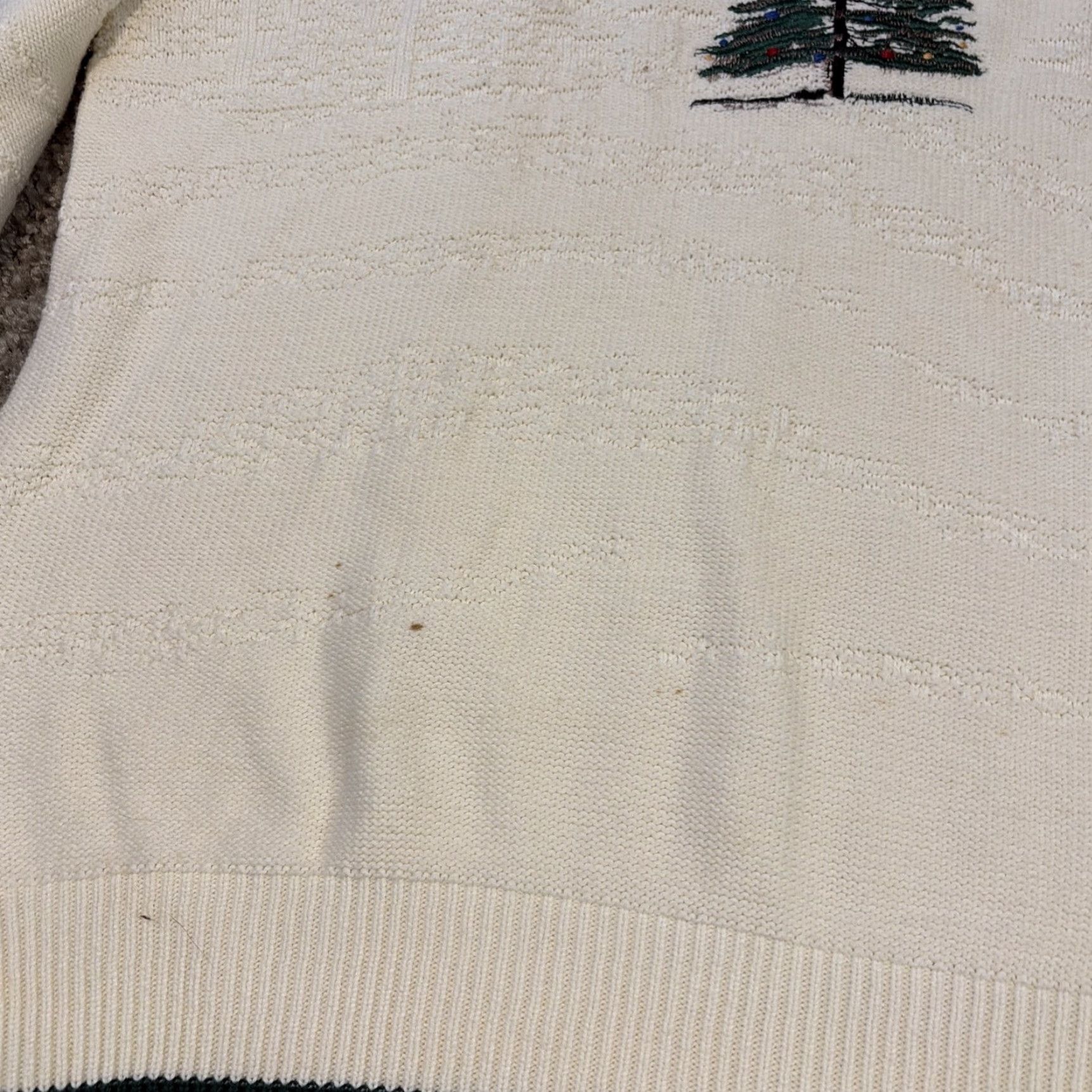 Roundtree & Yorke VINTAGE Roundtree & Yorke Christmas Tree White Green Cotton Knit XL Sweater Size US XL / EU 56 / 4 - 4 Thumbnail