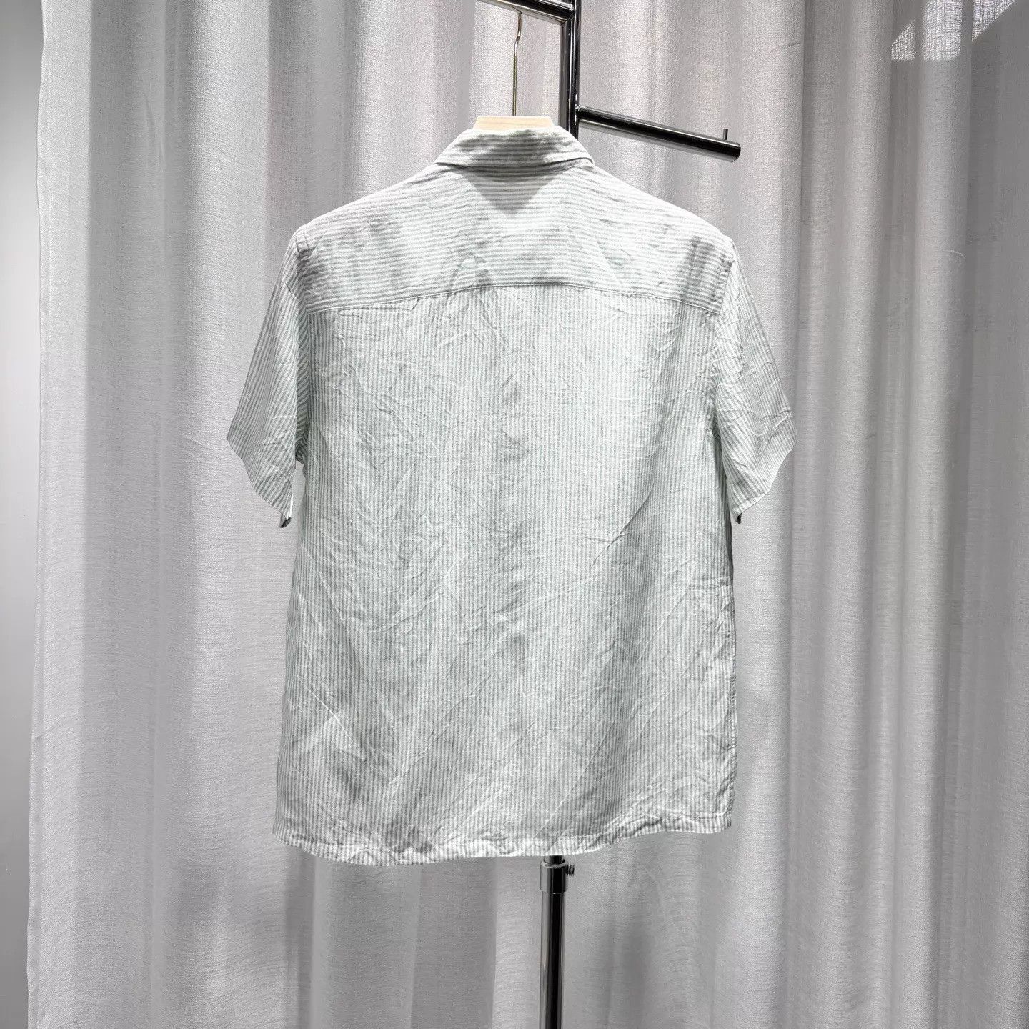 Loro Piana Loro Piana XS Light Green V-Striped Shell Button Shirt Size US XS / EU 42 / 0 - 2 Thumbnail