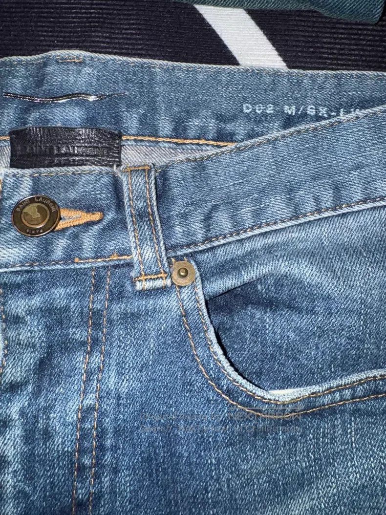 Saint Laurent Paris Saint Laurent Paris Cut-Out Hole Straight Leg Denim Jeans Size US 29 - 3 Thumbnail