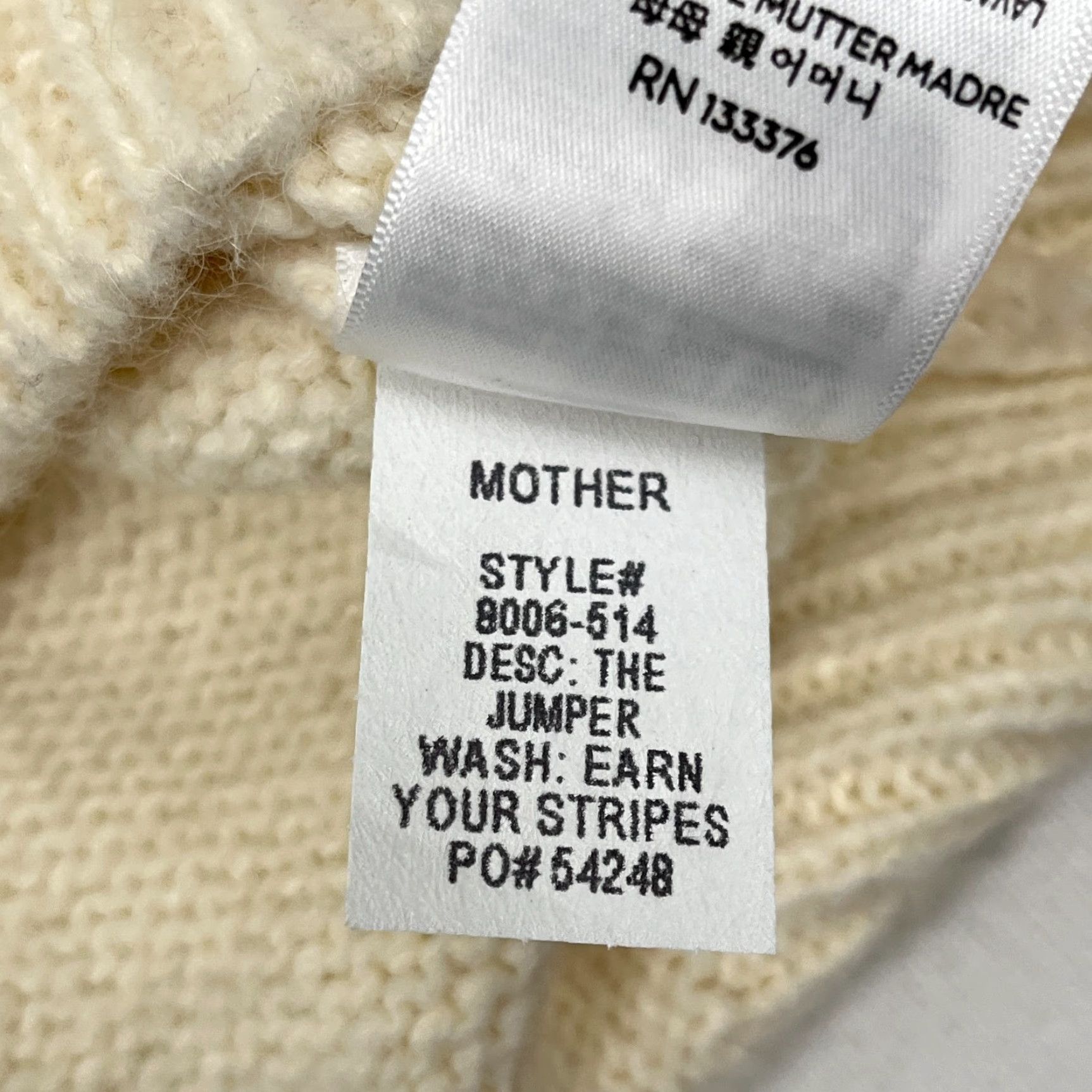 MOTHER VINTAGE Mother Earn Your Stripes Jumper Sweater Womens Small Cream Tiger Alpaca Crewneck Size S / US 4 / IT 40 - 5 Thumbnail
