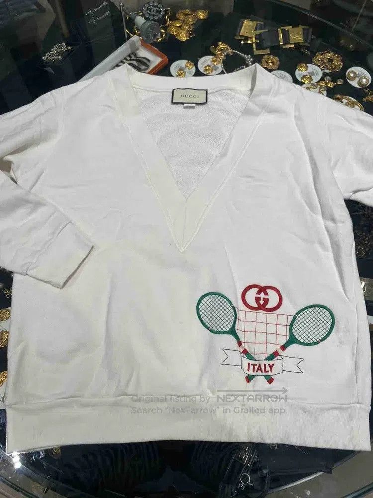 Gucci Gucci SizeOS White v-neck sweatshirt Size US M / EU 48-50 / 2 - 1 Thumbnail