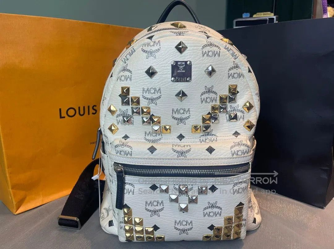 MCM MCM Small Studded White Backpack. Size ONE SIZE - 1 Thumbnail