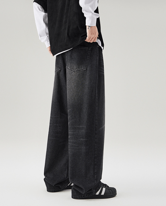 Japanese Brand × Jean Washed distressed straight-leg wide-leg jeans Size US 32 / EU 48 - 4 Thumbnail