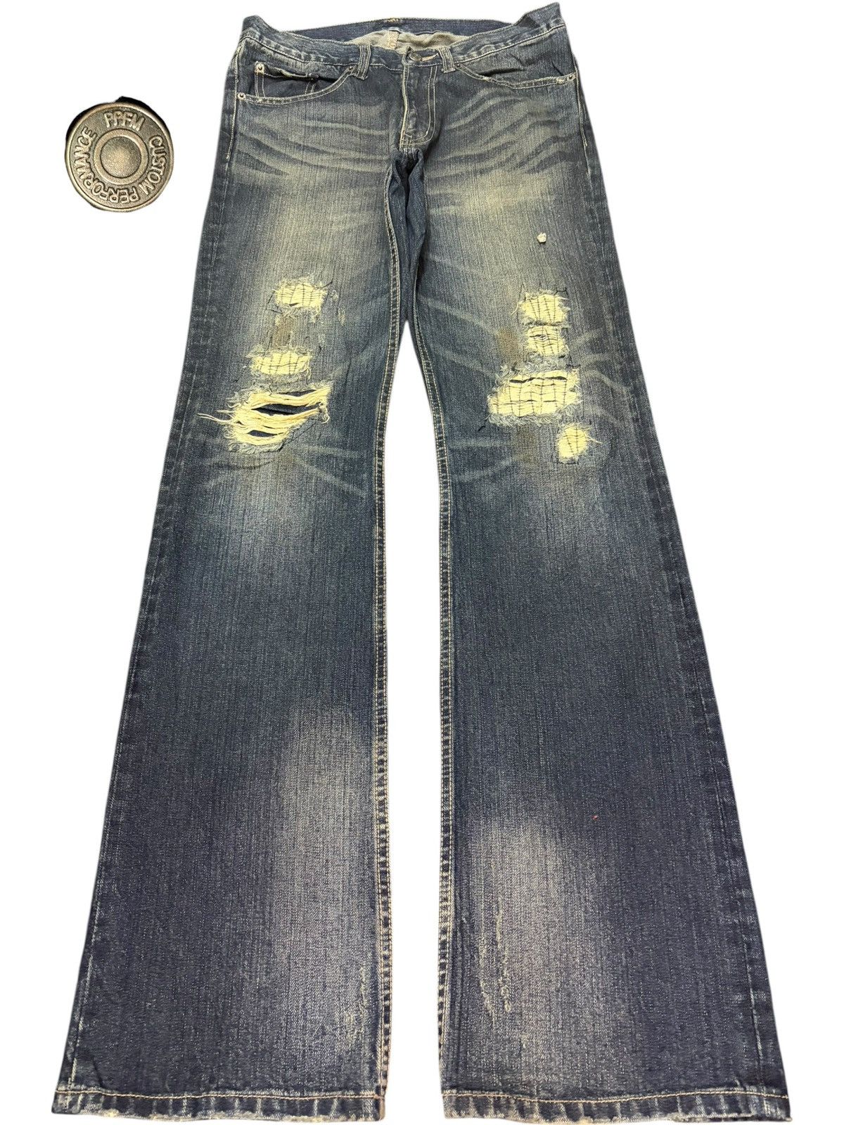 PPFM Vintage Japanese Ppfm Mud Wash Distress Flare Jeans Size US 30 / EU 46 - 1 Thumbnail