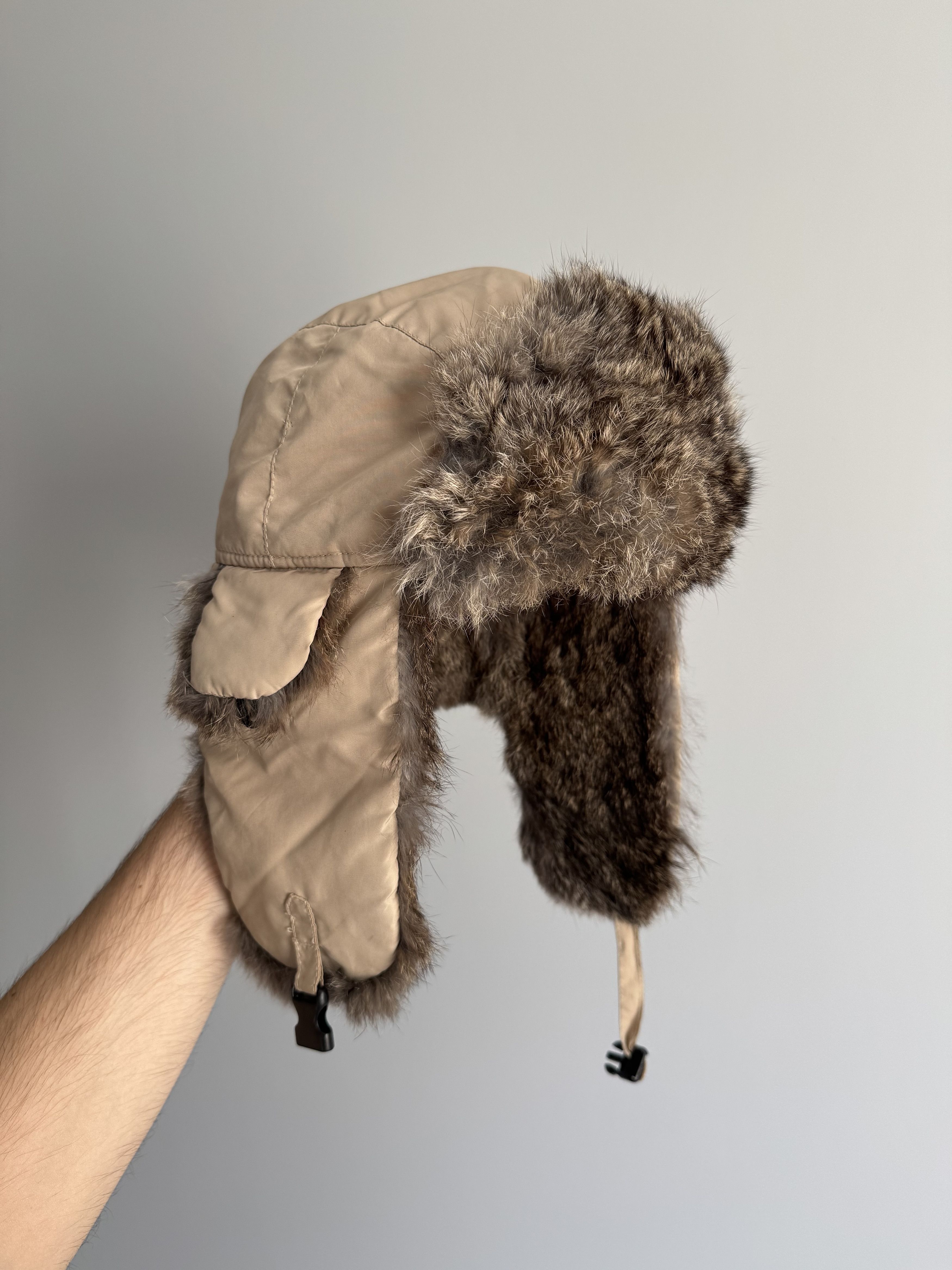 Other Vintage Nylon Ushanka Real Fur Hat Mohair Fuzzy Trapper Punk Size ONE SIZE - 1 Thumbnail