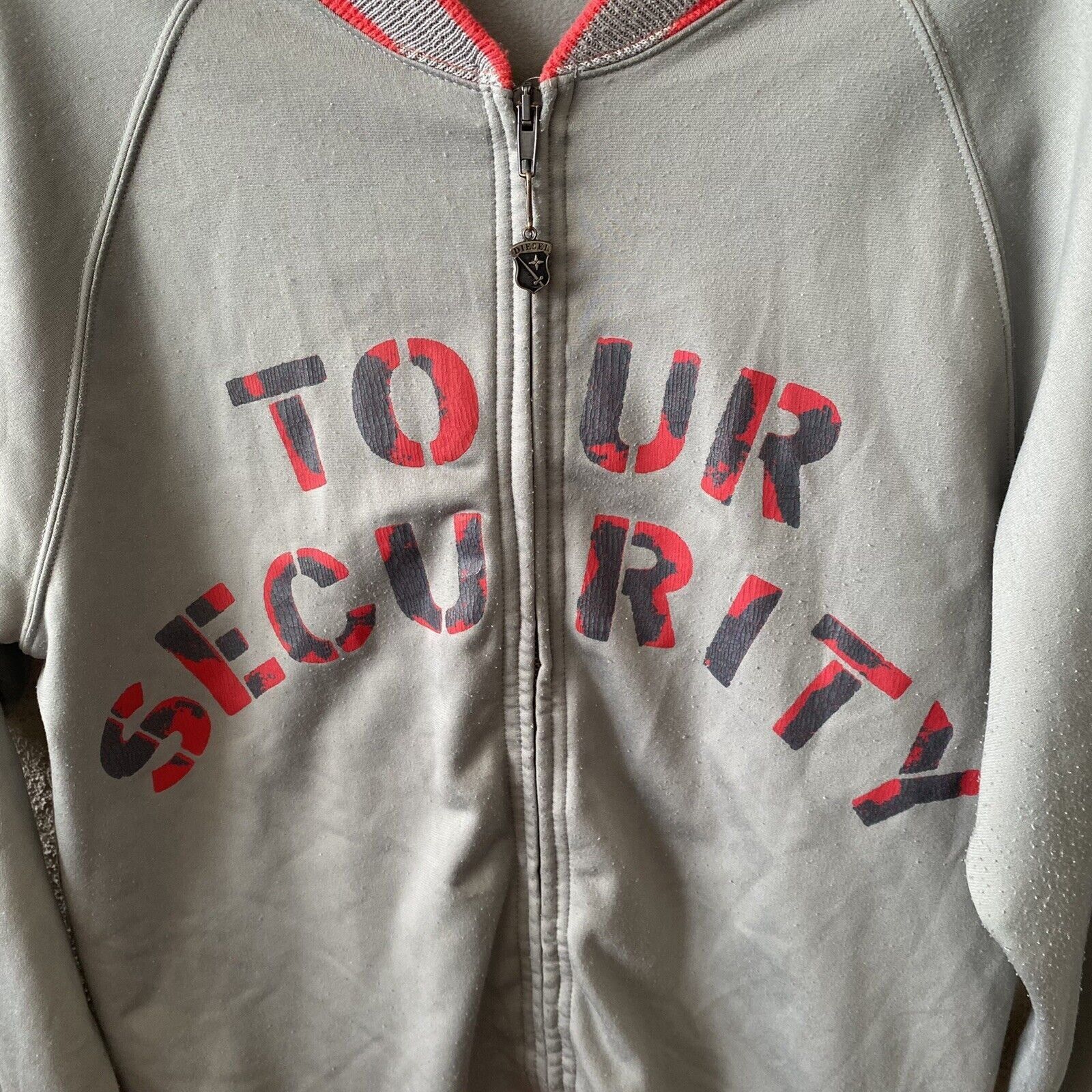 Diesel Diesel Mens Jacket Gray Red Sweat Jacket Tour Security Size Size US M / EU 48-50 / 2 - 4 Thumbnail