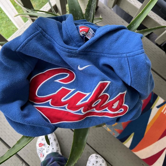 RARE VINTAGE NIKE CHICAGO CUBS CENTER SWOOSH SCRIPT HOODIE MEN'S SIZE 2XL