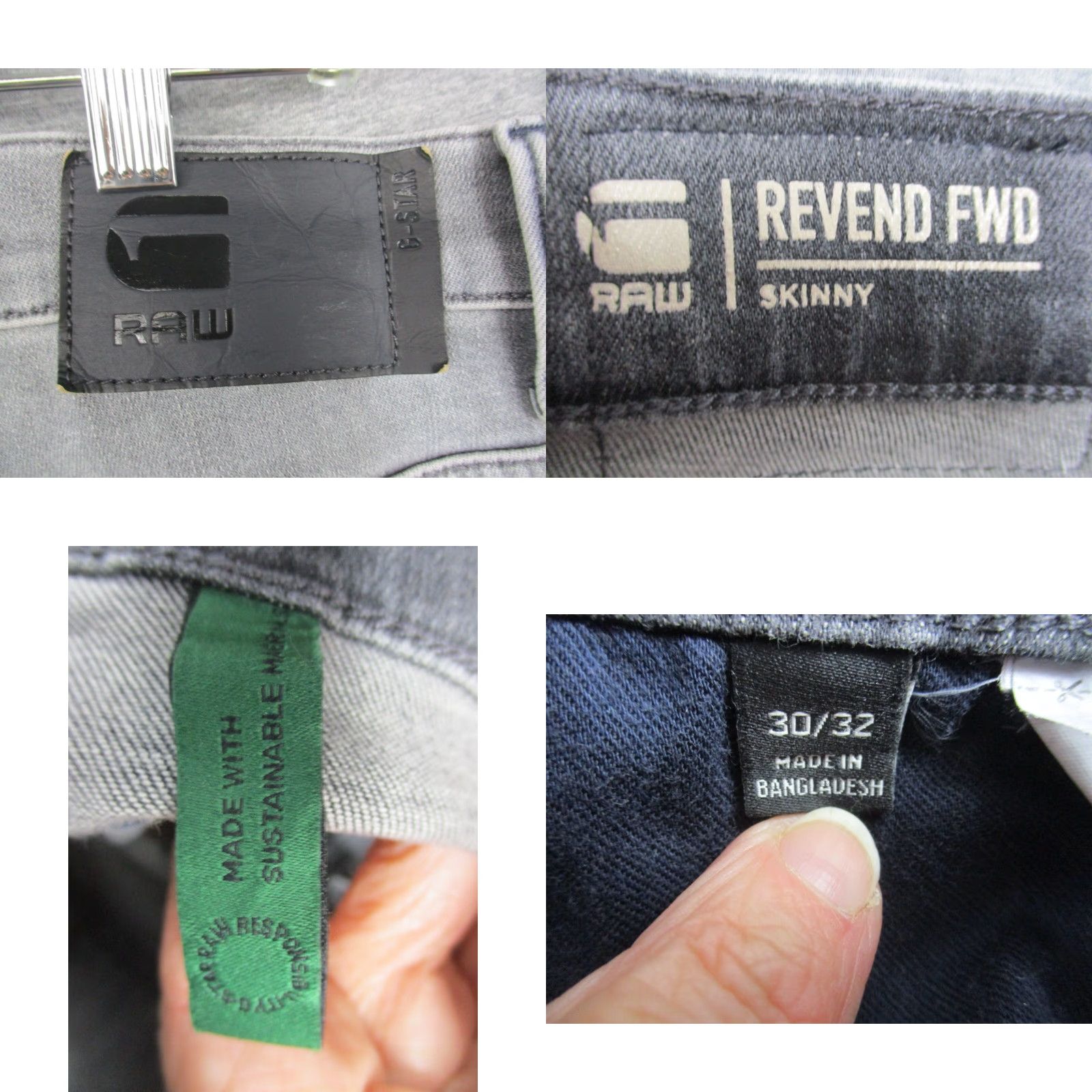 G-Star G Star Raw Jeans Men's 30W 32L Black Faded Denim Skinny Revend FWD Size US 30 / EU 46 - 8 Thumbnail
