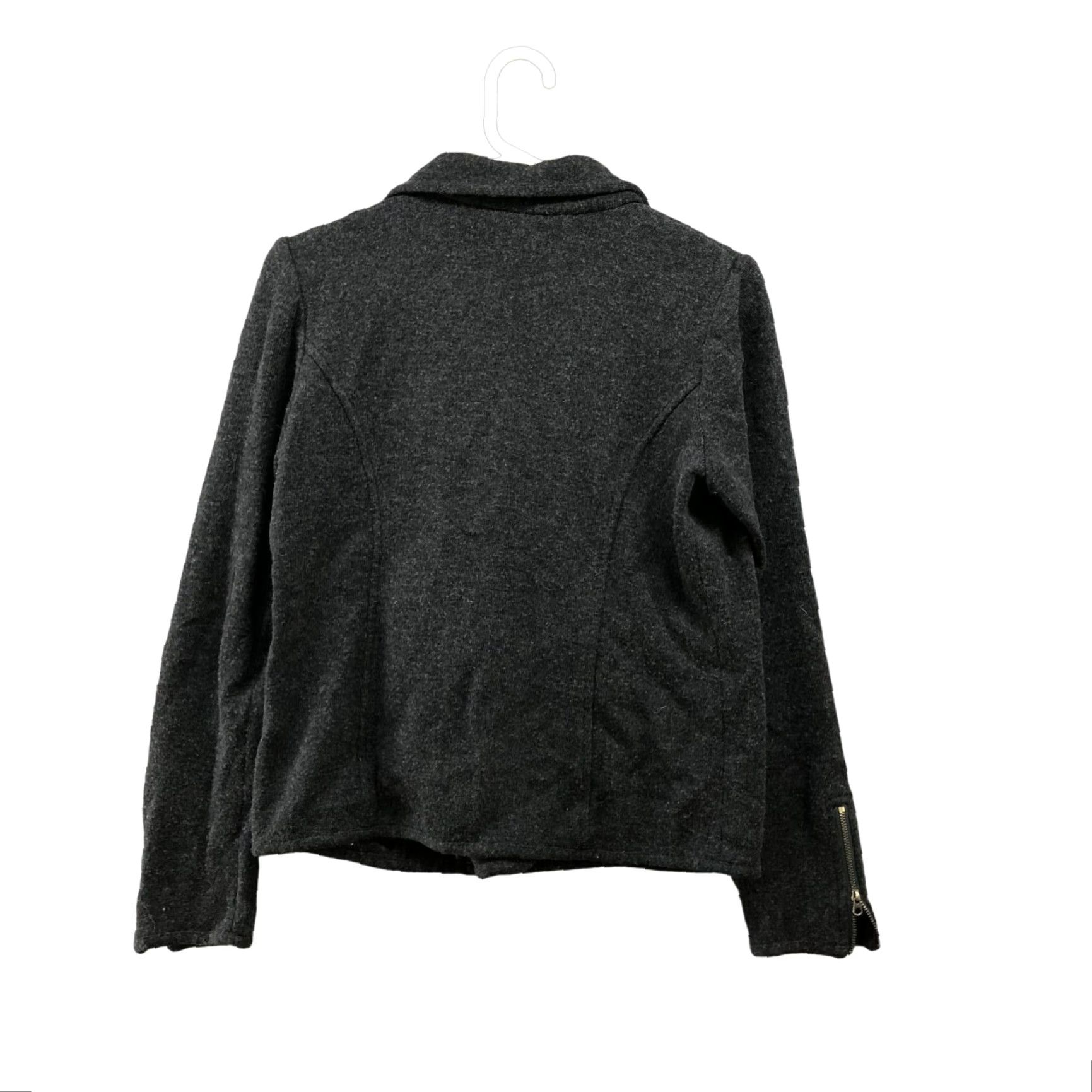 Vintage Adrienne Vittadini Knit Moto Jacket Womens M Gray Merino Wool Blend Sweater Jacket Size M / US 6-8 / IT 42-44 - 2 Thumbnail