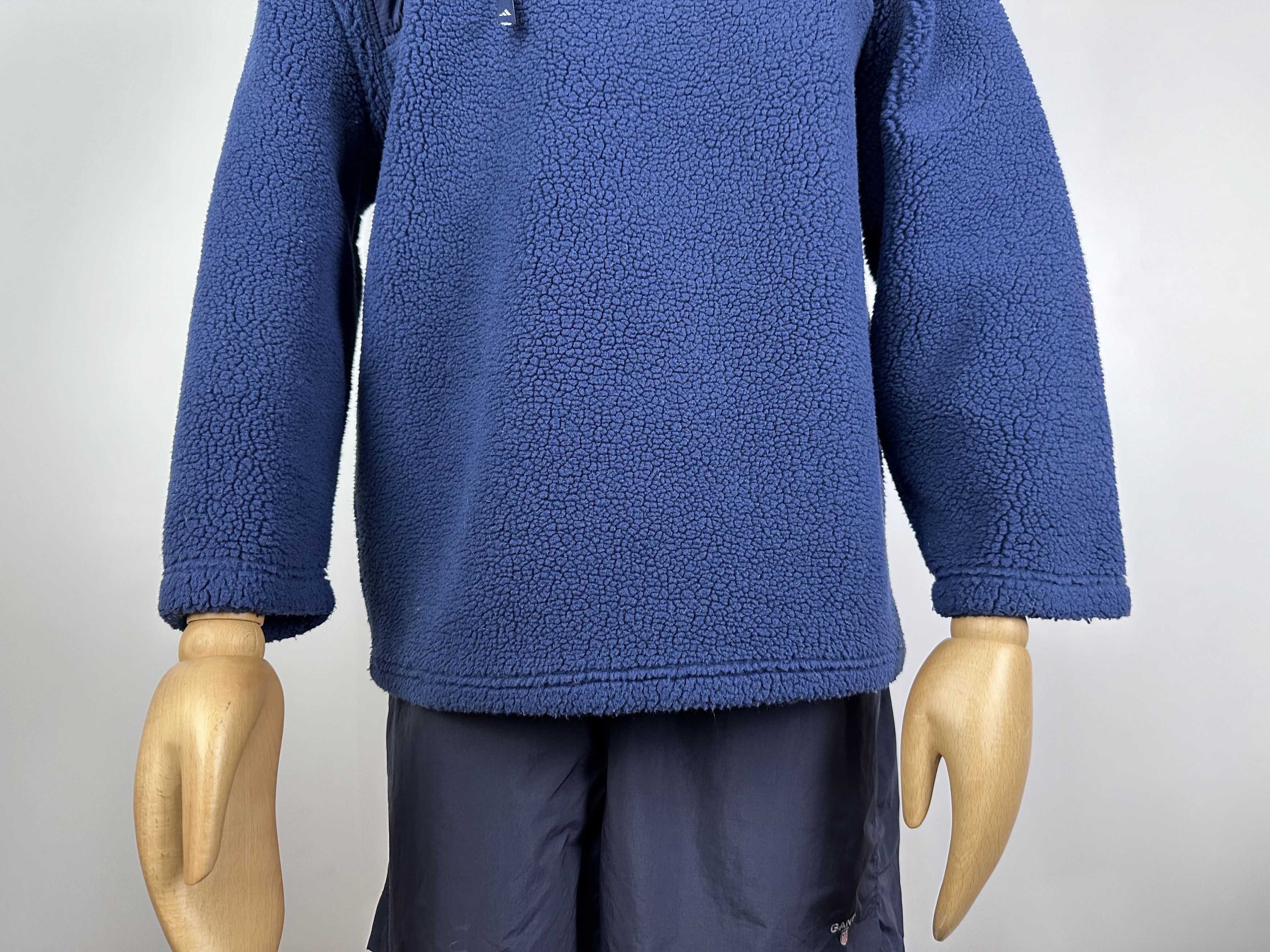 Adidas × Vintage Vintage Adidas Teddy Sherpa Fleece Quarter Zip Jacket Blue M Size US M / EU 48-50 / 2 - 4 Thumbnail