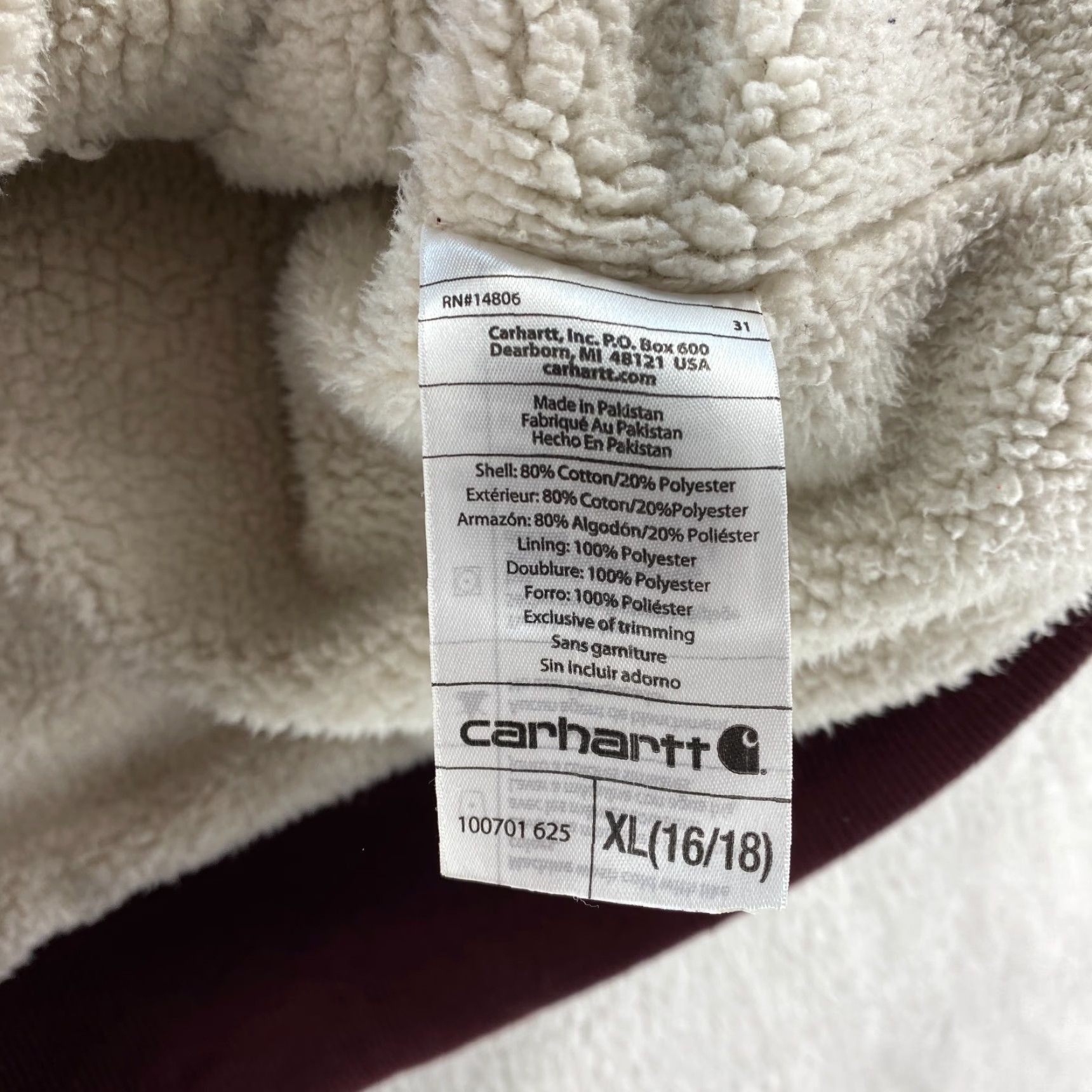 Carhartt VINTAGE Carhartt Maroon Womens XL 16-18 Hoodie Jacket Sweatshirt Sherpa Fleece Lined Full Zip Size XL / US 12-14 / IT 48-50 - 7 Thumbnail