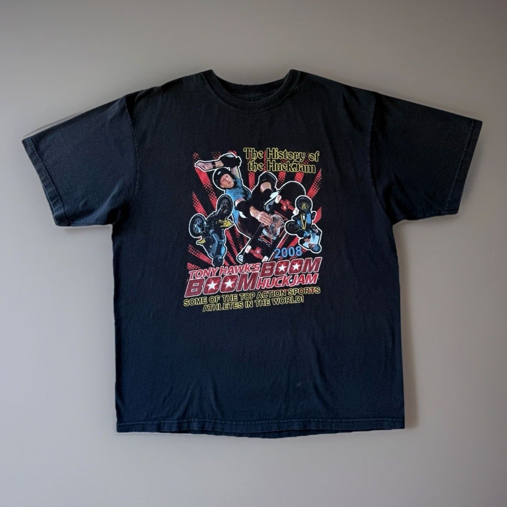 Vintage VINTAGE Tony Hawk Boom Bom Huckjam Shirt XL Black Y2K Skater Los Angeles Mens Short Sleeve Crew Neck Cotton Knit Graphic Logo 90s USA Limited Edition Size US XL / EU 56 / 4 - 2 Thumbnail