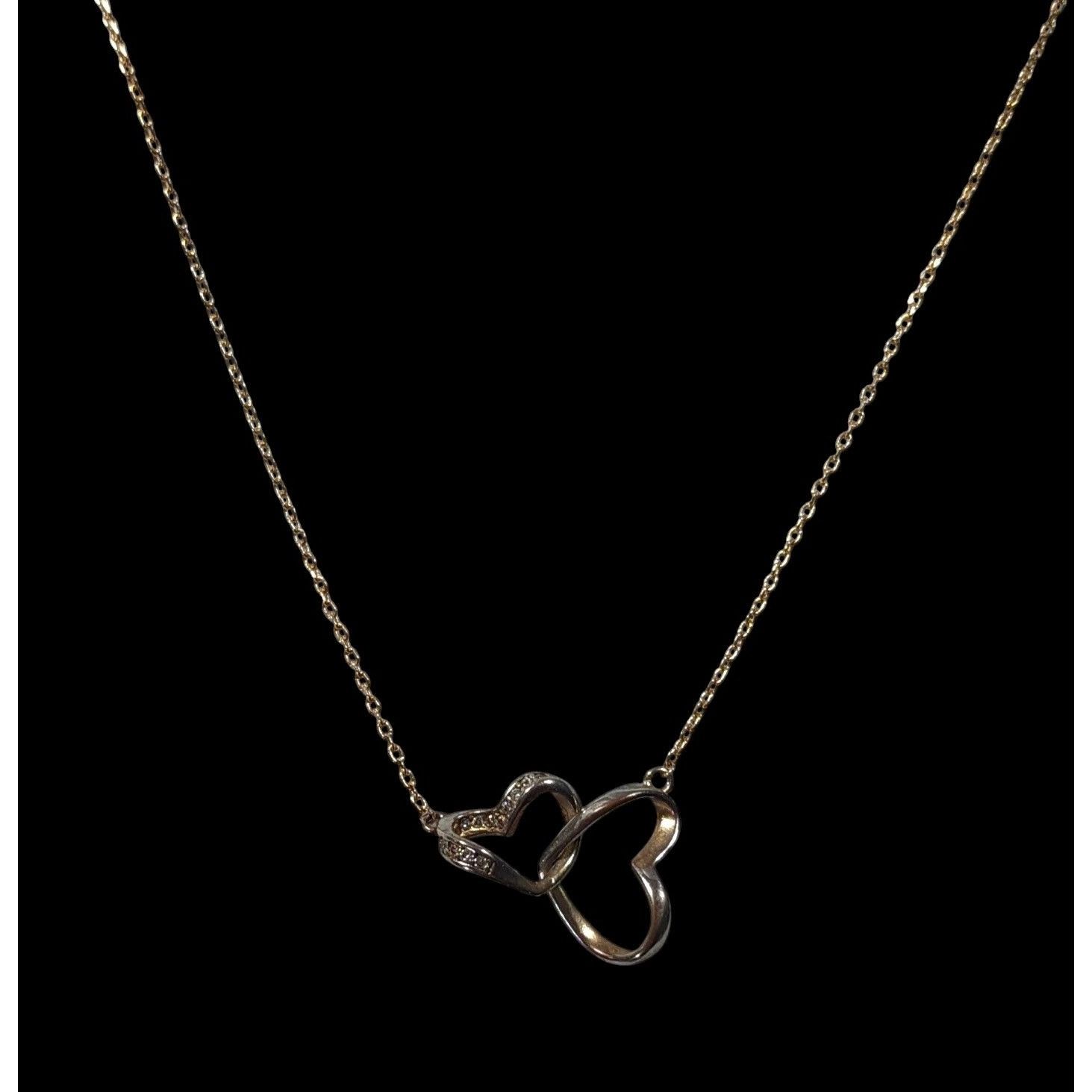 Other Minimalist Romantic Double Open Heart Diamond Accent Pendant Size ONE SIZE - 1 Thumbnail