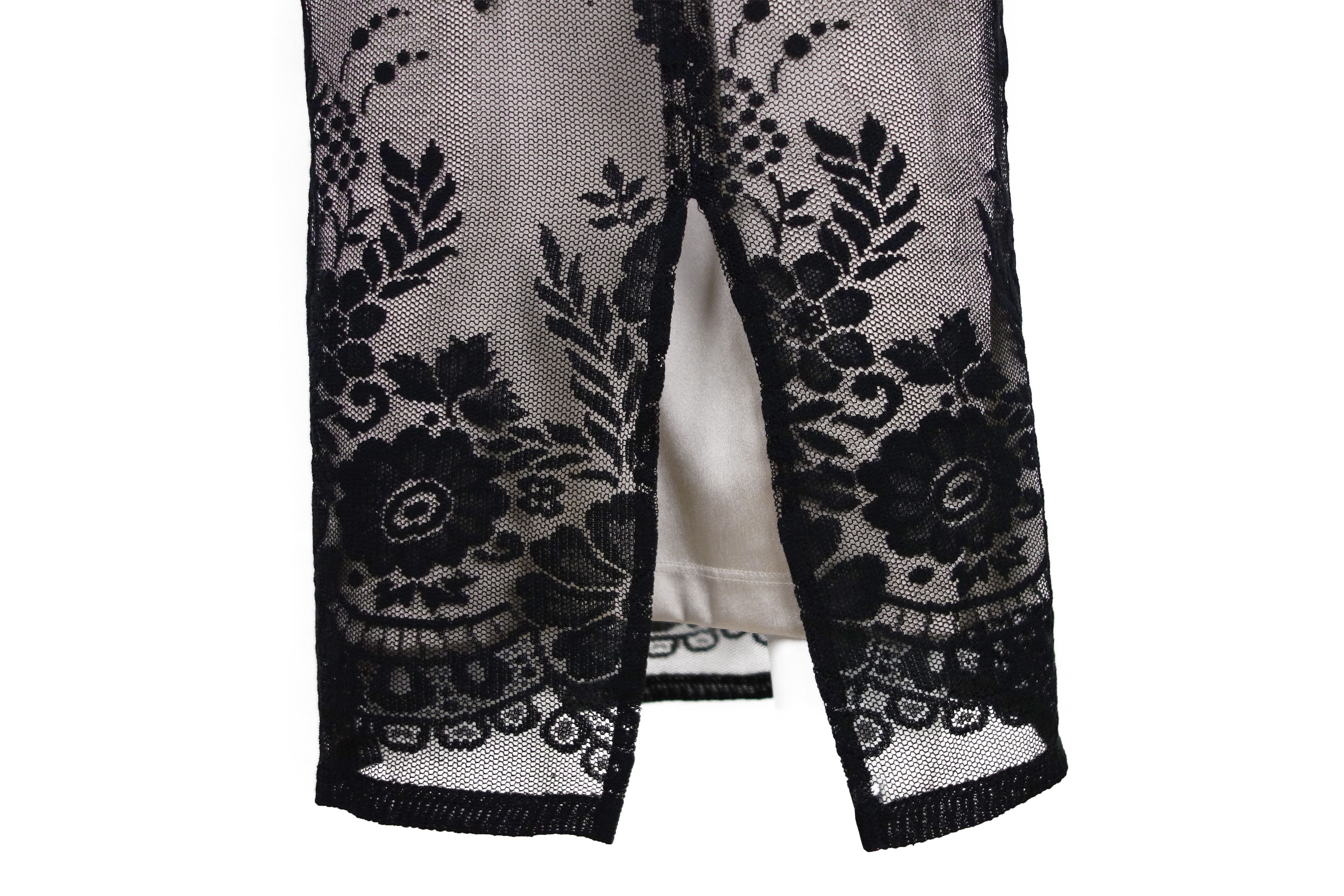 Dolce & Gabbana × Vintage D&G Dolce Gabbana Lace Layered Midi Skirt Sheer Floral Nude Size 27" / US 4 / IT 40 - 5 Thumbnail