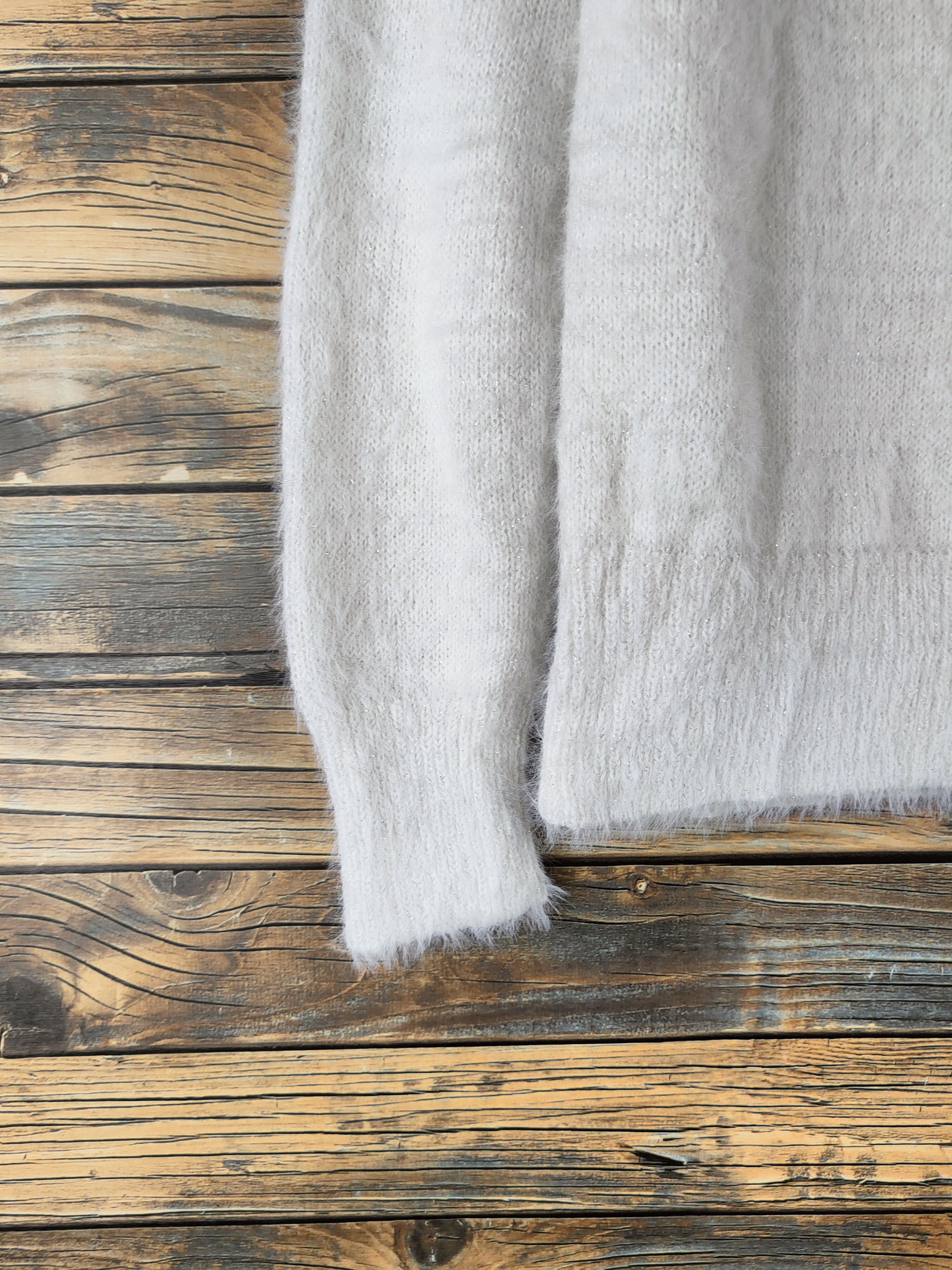 Japanese Brand DL May Pretty White Fur Mohair Knitwear #46-488 Size M / US 6-8 / IT 42-44 - 4 Thumbnail