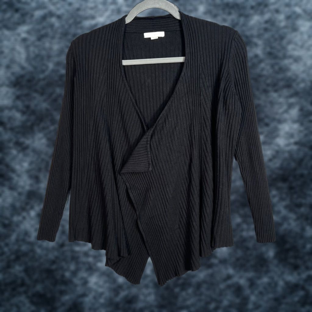 Vintage VINTAGE New York Company Womens XS Black Ribbed Draped Open Cardigan Size XS / US 0-2 / IT 36-38 - 1 Thumbnail