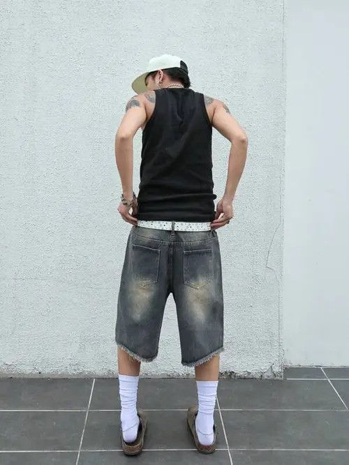 Jean Jorts Vintage Washed Distressed Denim Size US 32 / EU 48 - 4 Thumbnail