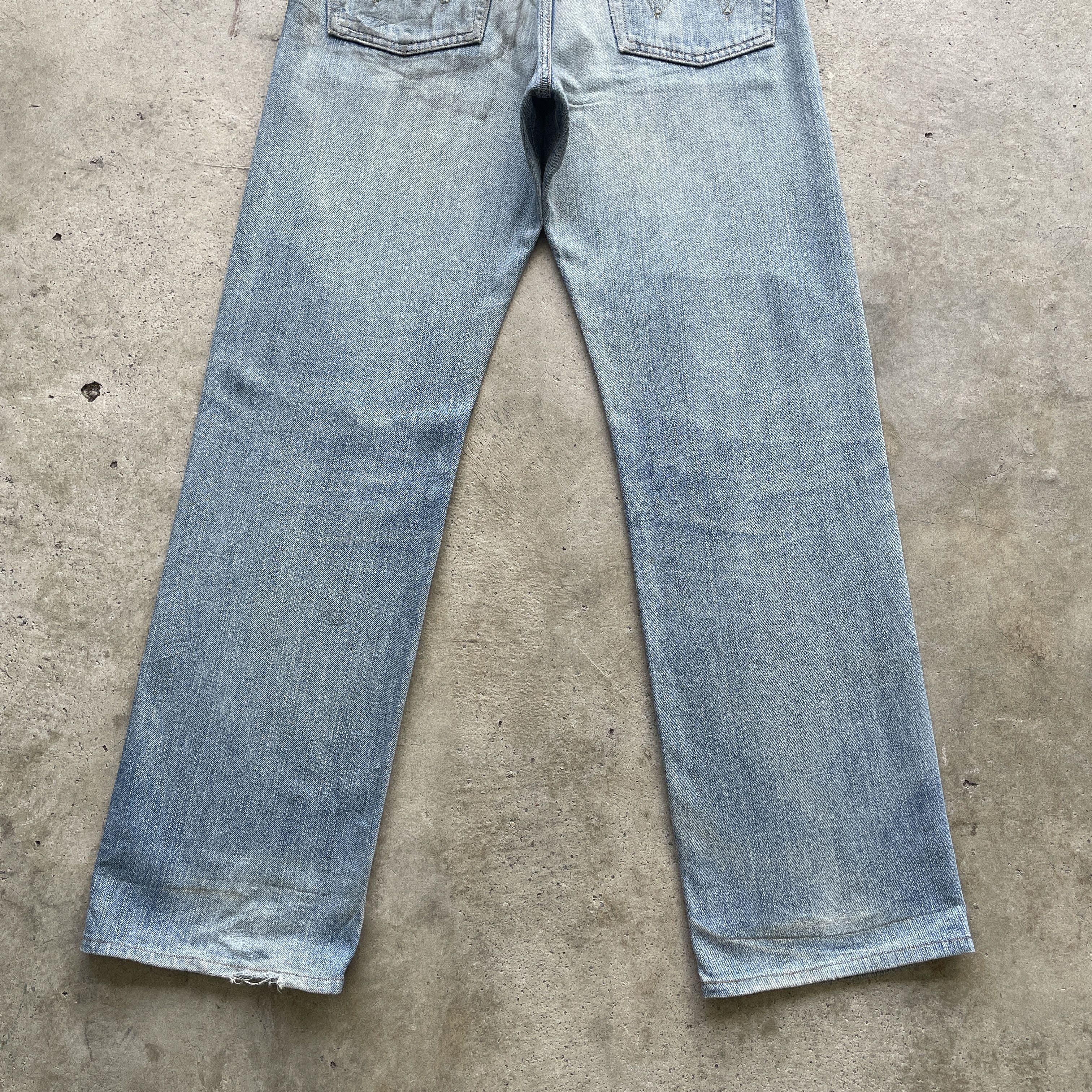 Edwin VINTAGE EDWIN 505 DISTRESSED BAGGY FADED REDLINE JEANS PANTS Size US 33 - 11 Thumbnail