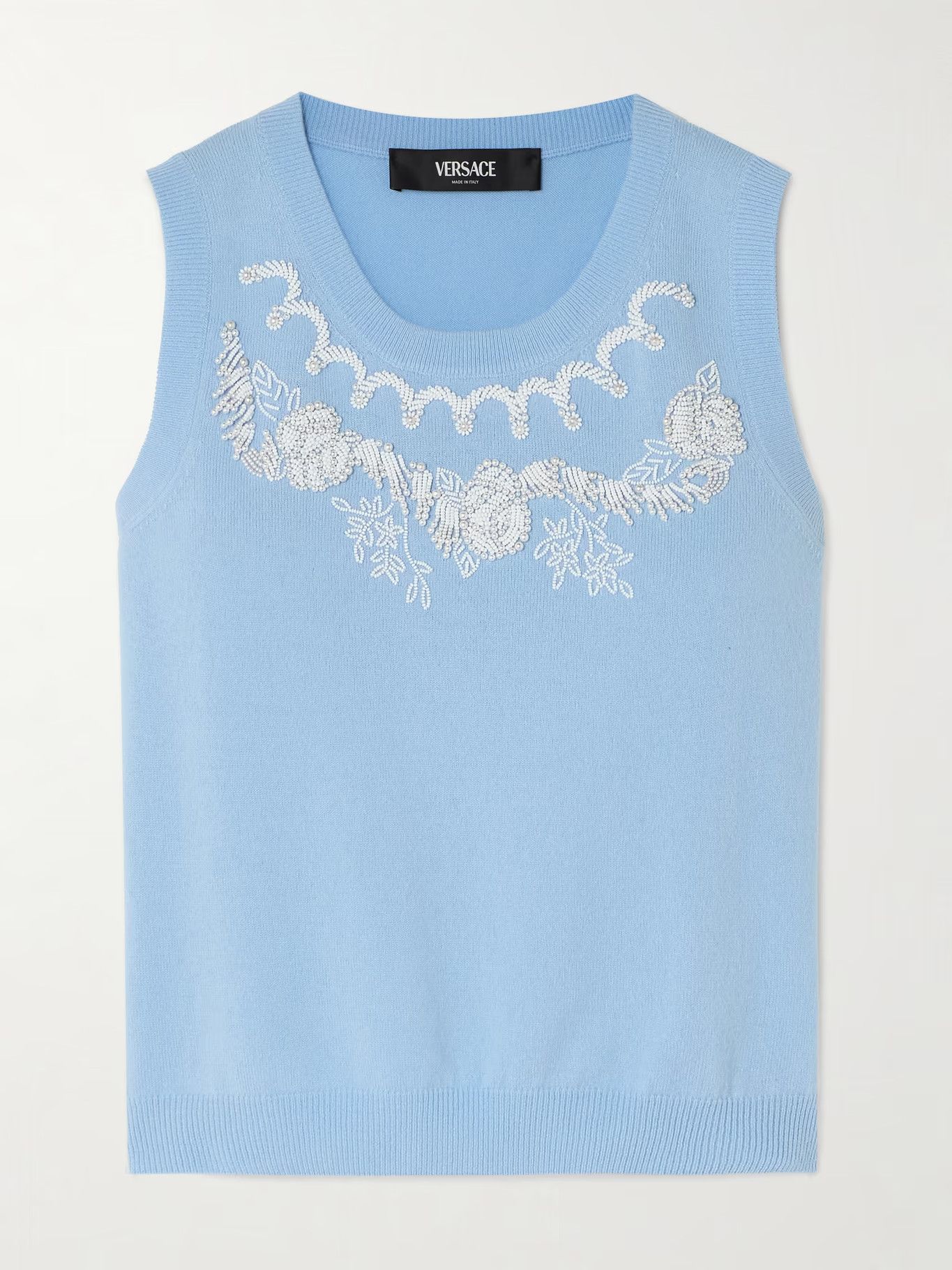 Versace o1y0226 Sleeveless Sweater in Sky Blue/White Size S / US 4 / IT 40 - 1 Thumbnail