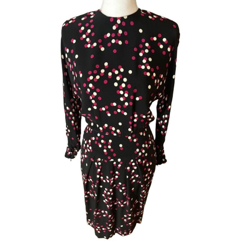 Liz Claiborne Vintage Liz Claiborne Dress Petite 4 Black Polka Dots Size S / US 4 / IT 40 - 2 Thumbnail