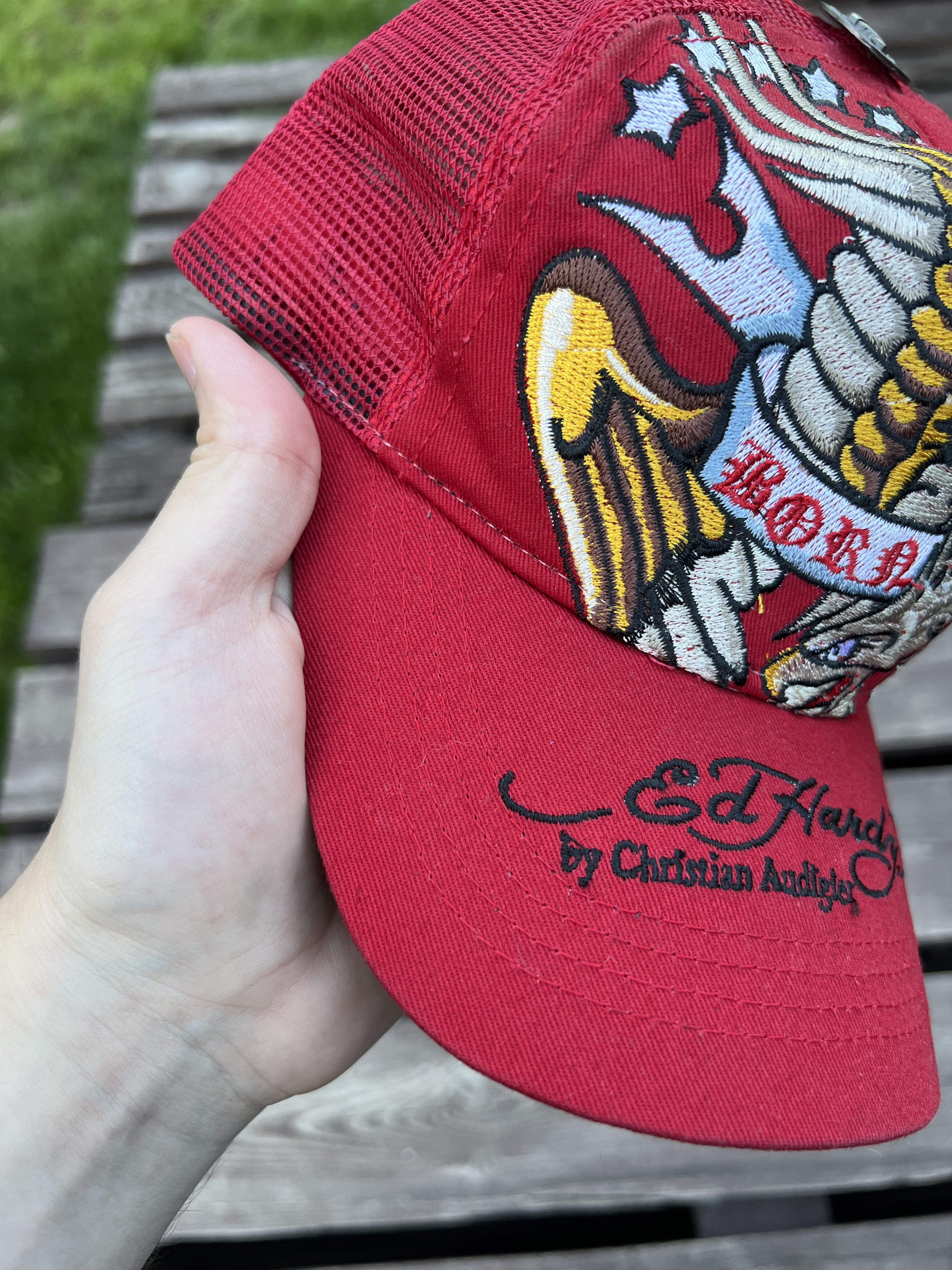 Ed Hardy × Vintage Ed Hardy Vintage Y2K Red Cap Size ONE SIZE - 3 Thumbnail
