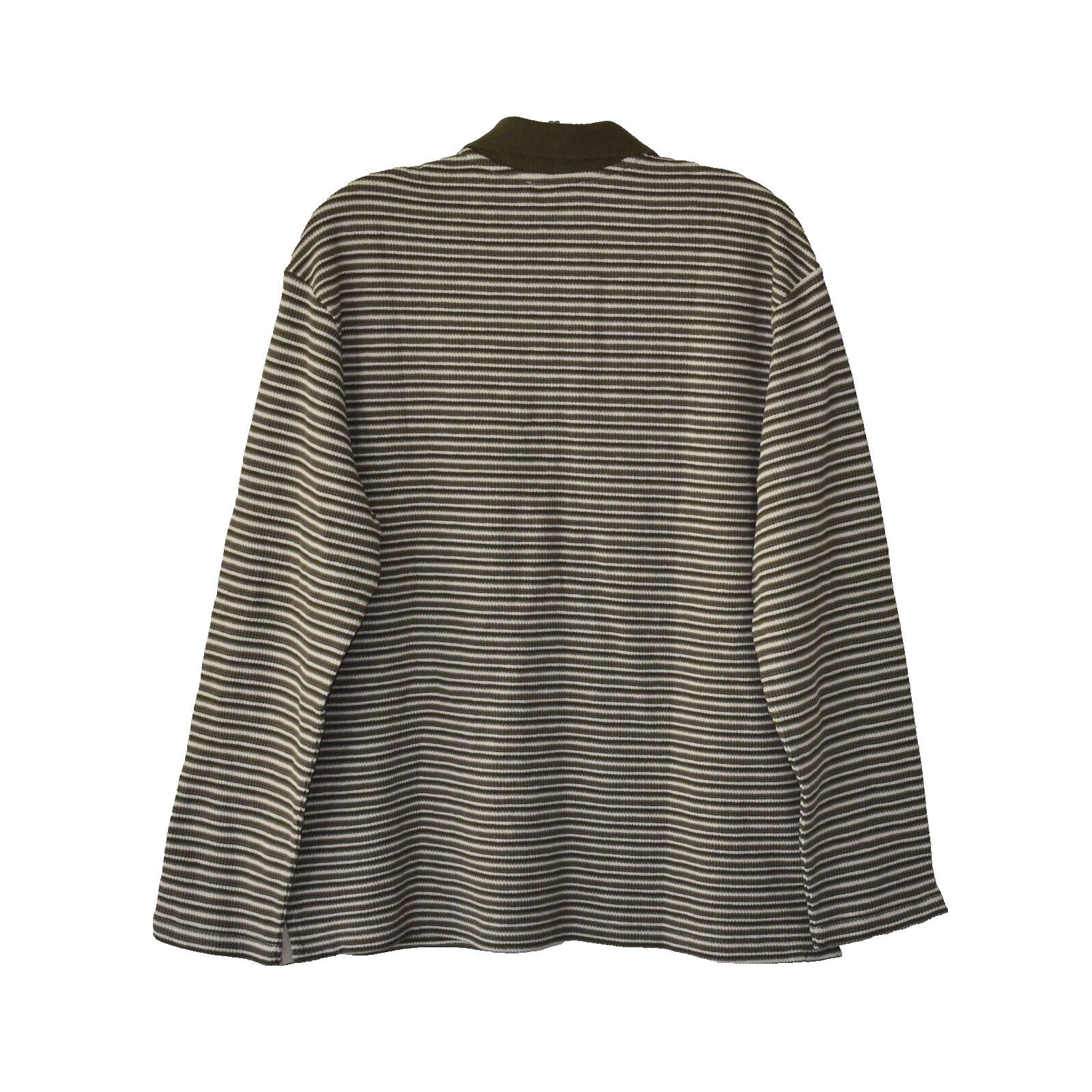 Ted Baker NWT TED BAKER Khaki Striped Textured Knit Polo Shirt 2 $175 Size US M / EU 48-50 / 2 - 2 Thumbnail